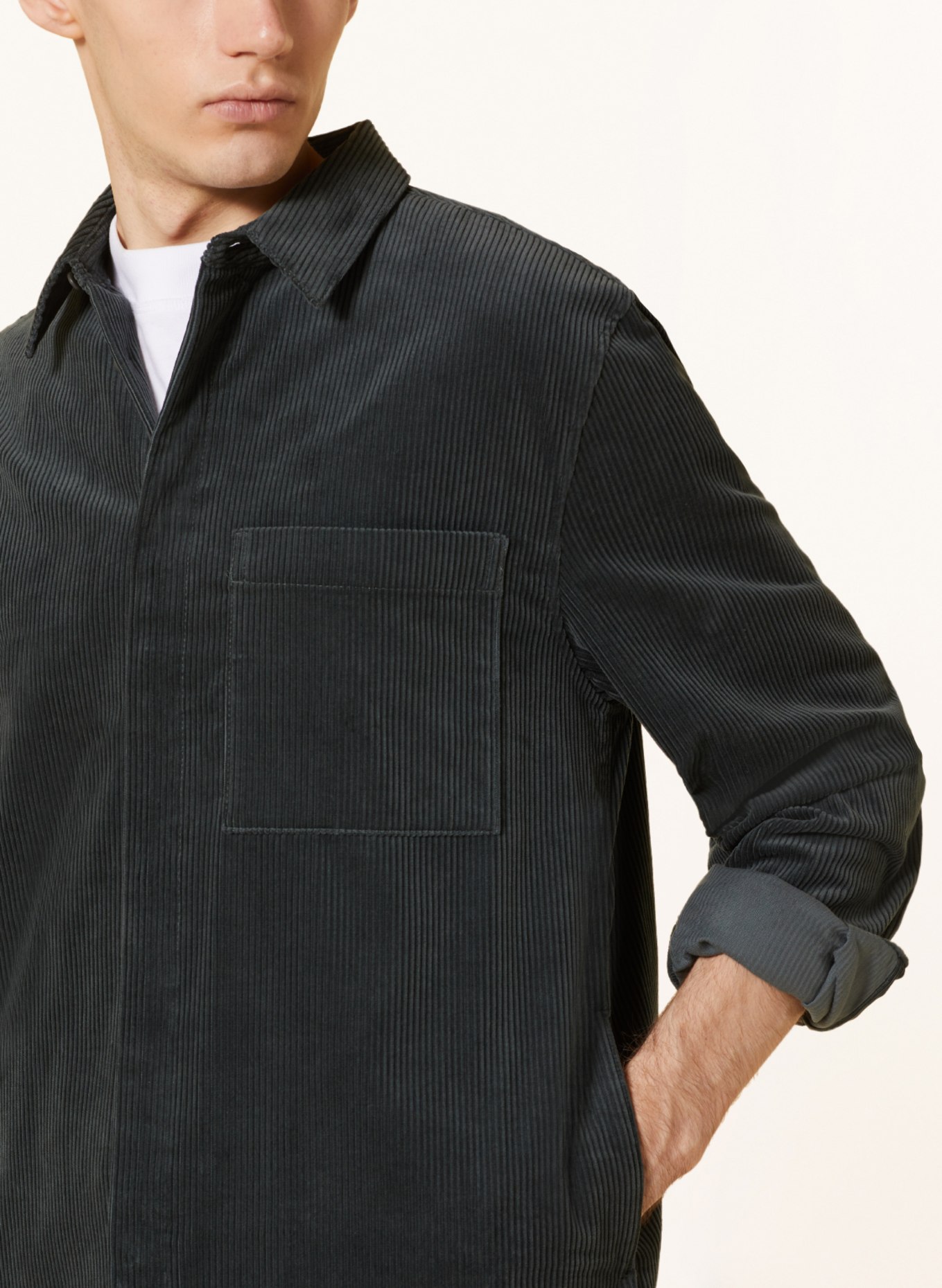 COS Corduroy overshirt in dark green