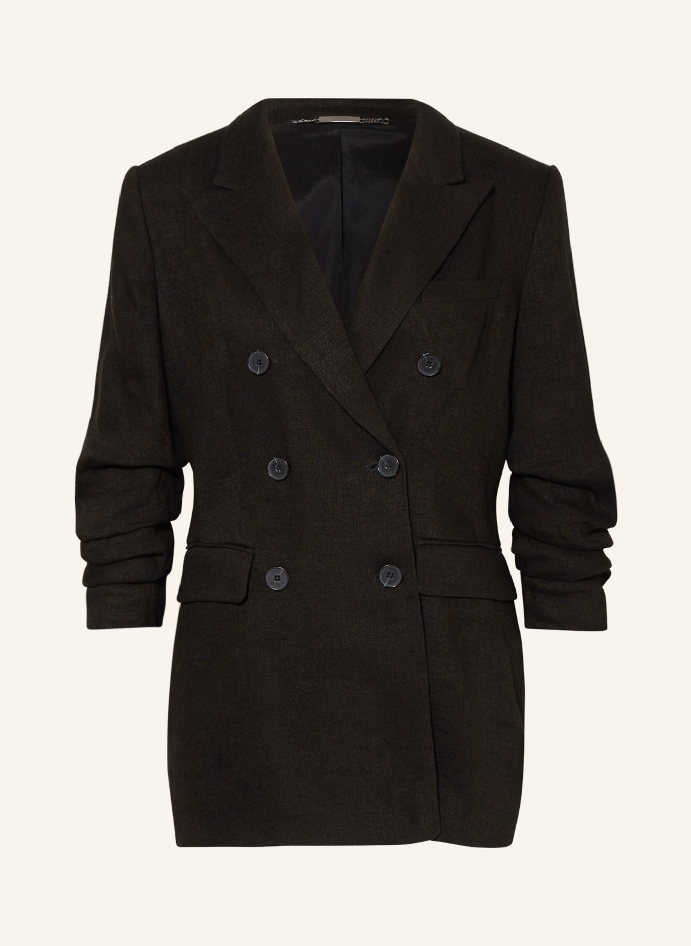 NVSCO Blazer with linen and 3/4 sleeves, Color: BLACK (Image 1)