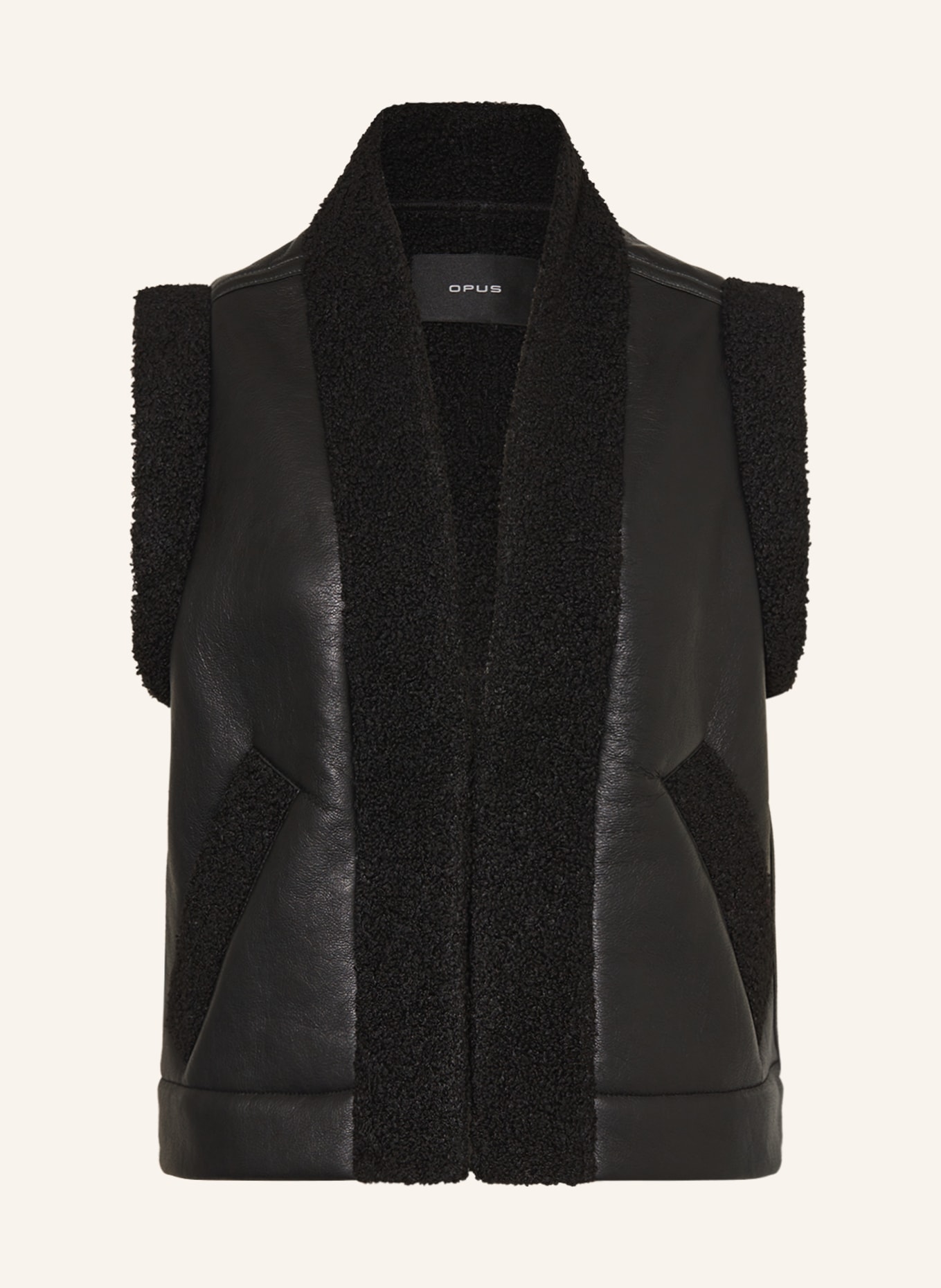 OPUS Vest WARENI in leather look with teddy, Color: BLACK (Image 1)