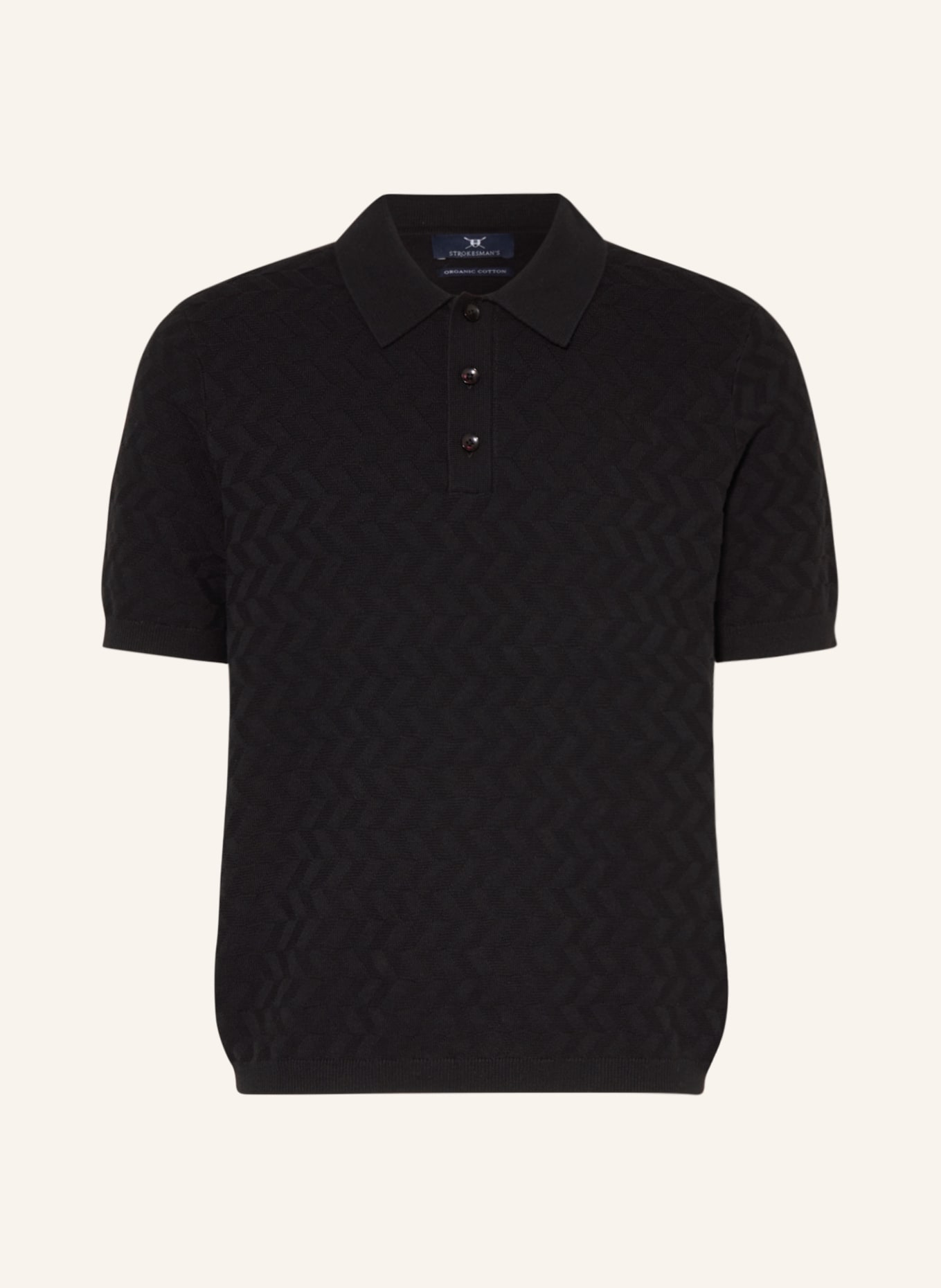 STROKESMAN'S Knitted polo shirt, Color: BLACK (Image 1)