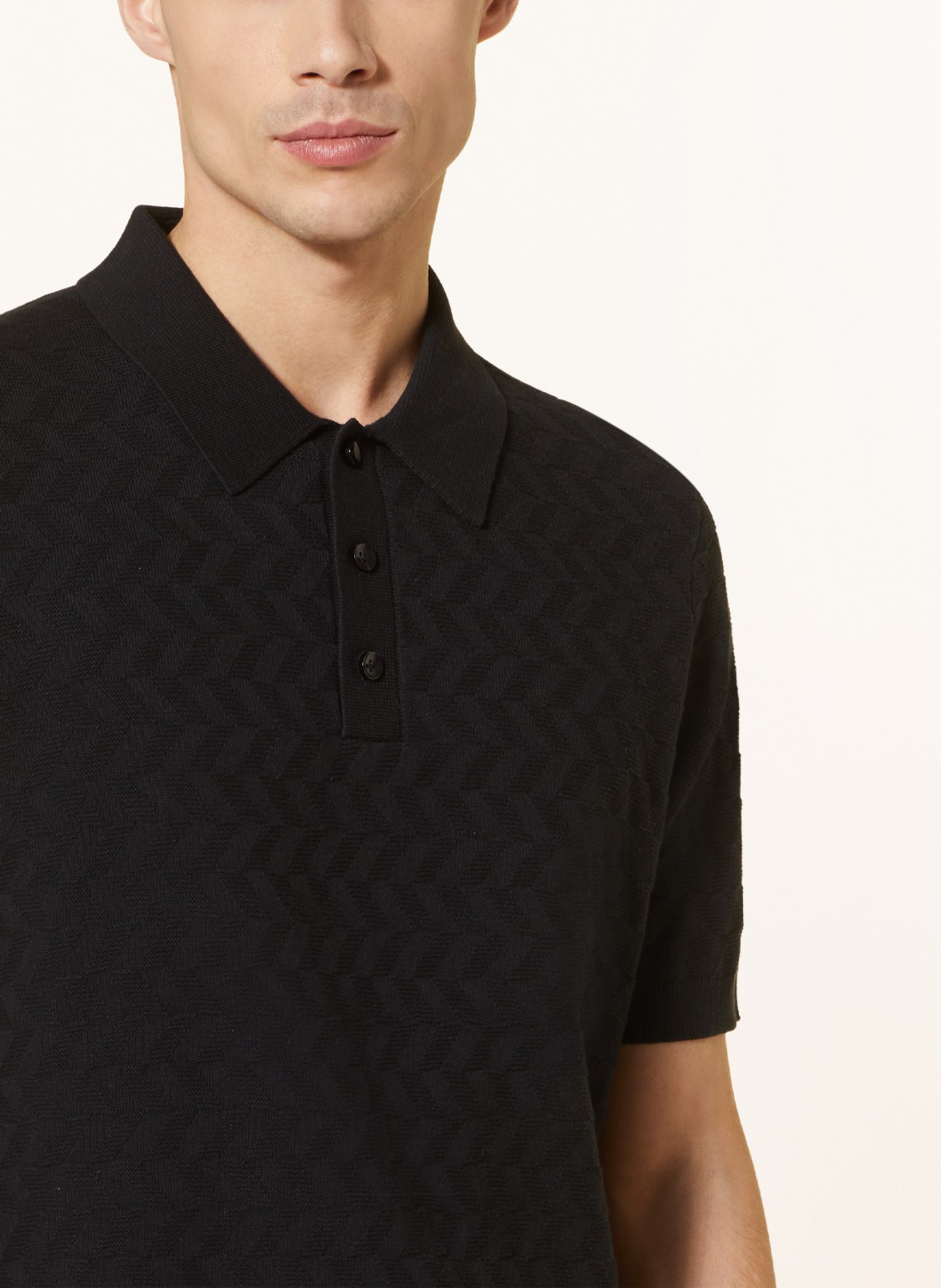 STROKESMAN'S Knitted polo shirt, Color: BLACK (Image 4)