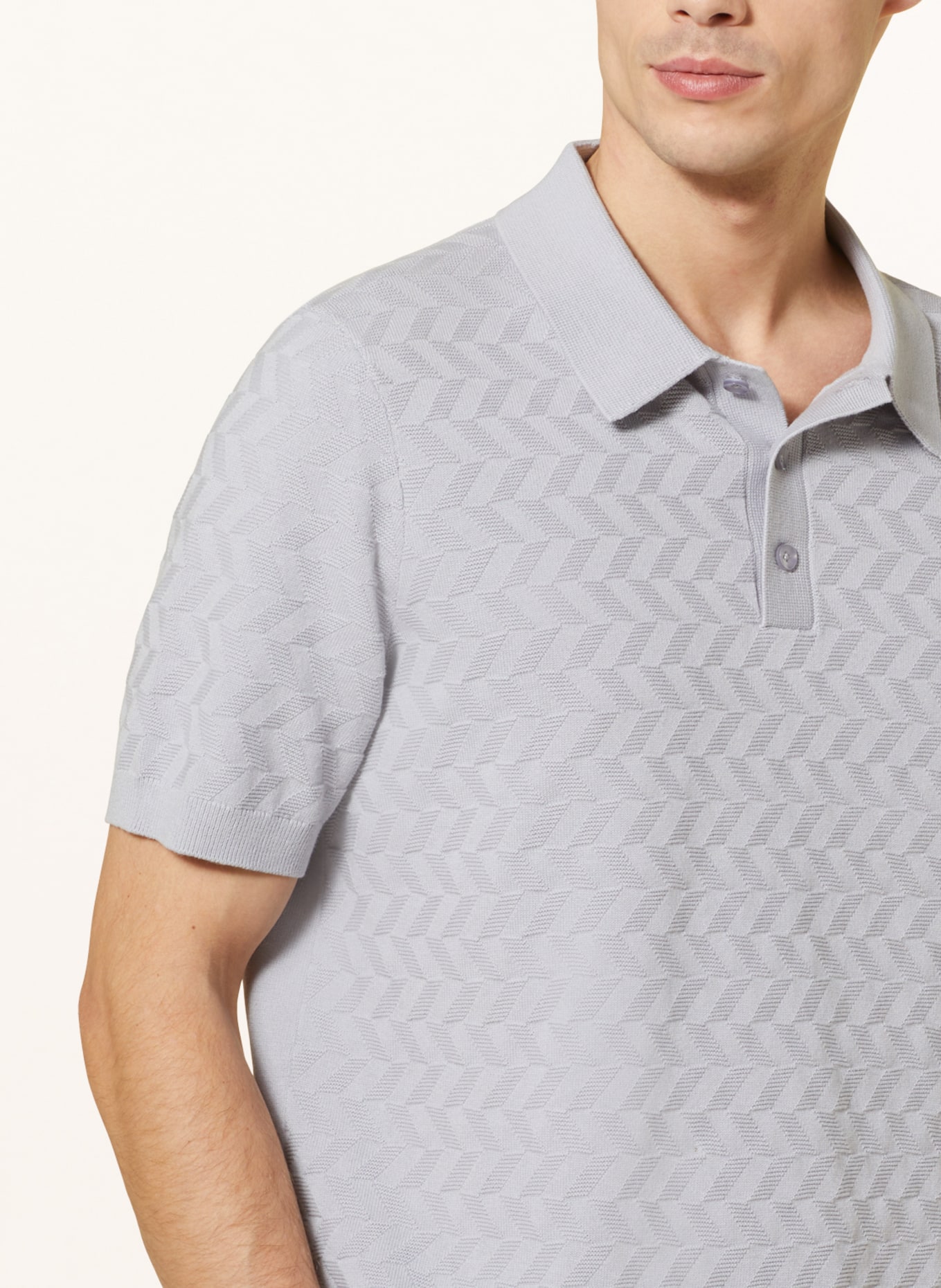 STROKESMAN'S Knitted polo shirt, Color: LIGHT GRAY (Image 4)