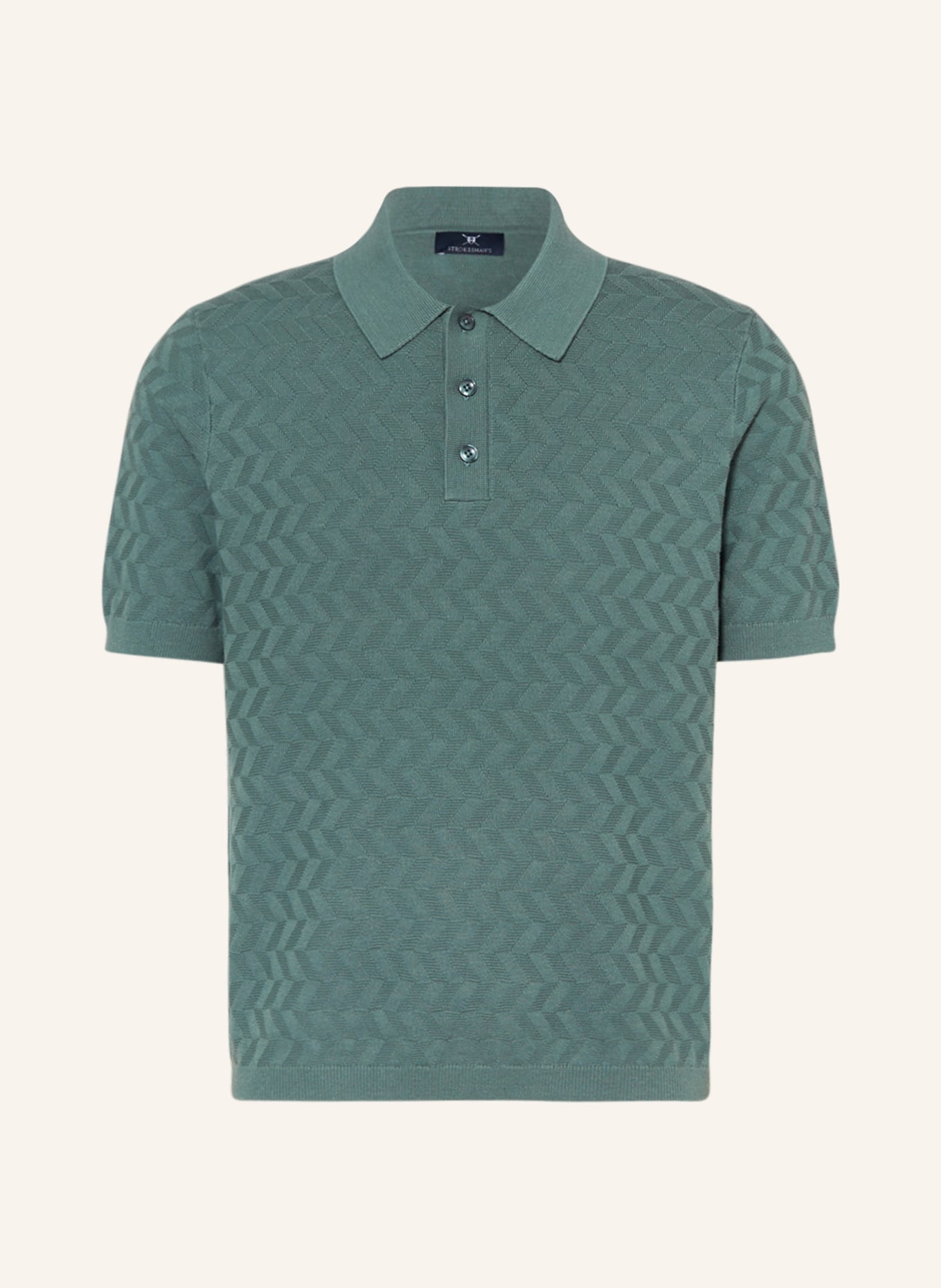 STROKESMAN'S Knitted polo shirt, Color: OLIVE (Image 1)