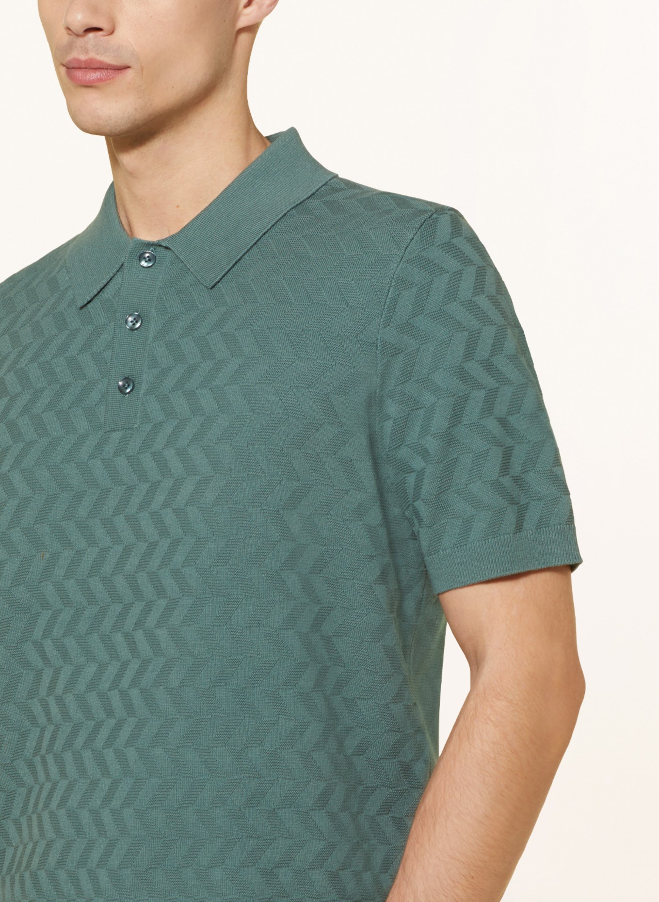 STROKESMAN'S Knitted polo shirt, Color: OLIVE (Image 4)