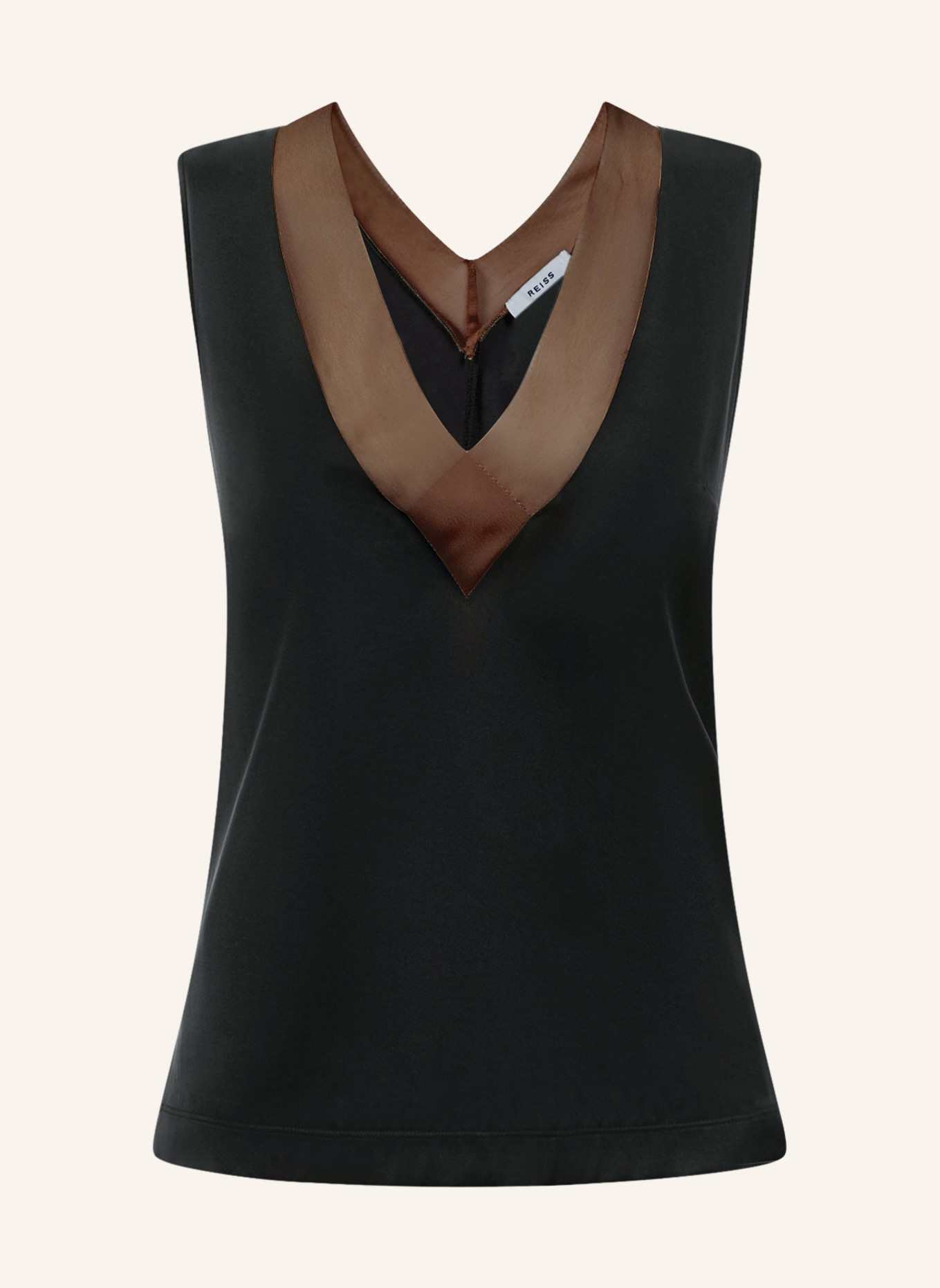 REISS Blouse top PIPPA in mixed materials made of silk, Color: BLACK/ NUDE (Image 1)