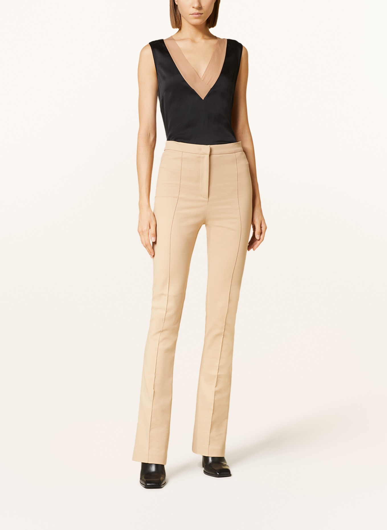 REISS Blouse top PIPPA in mixed materials made of silk, Color: BLACK/ NUDE (Image 2)