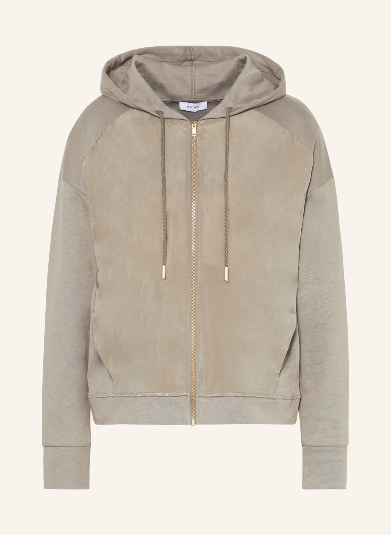 REISS Jersey jacket PENNY in mixed materials, Color: KHAKI (Image 1)