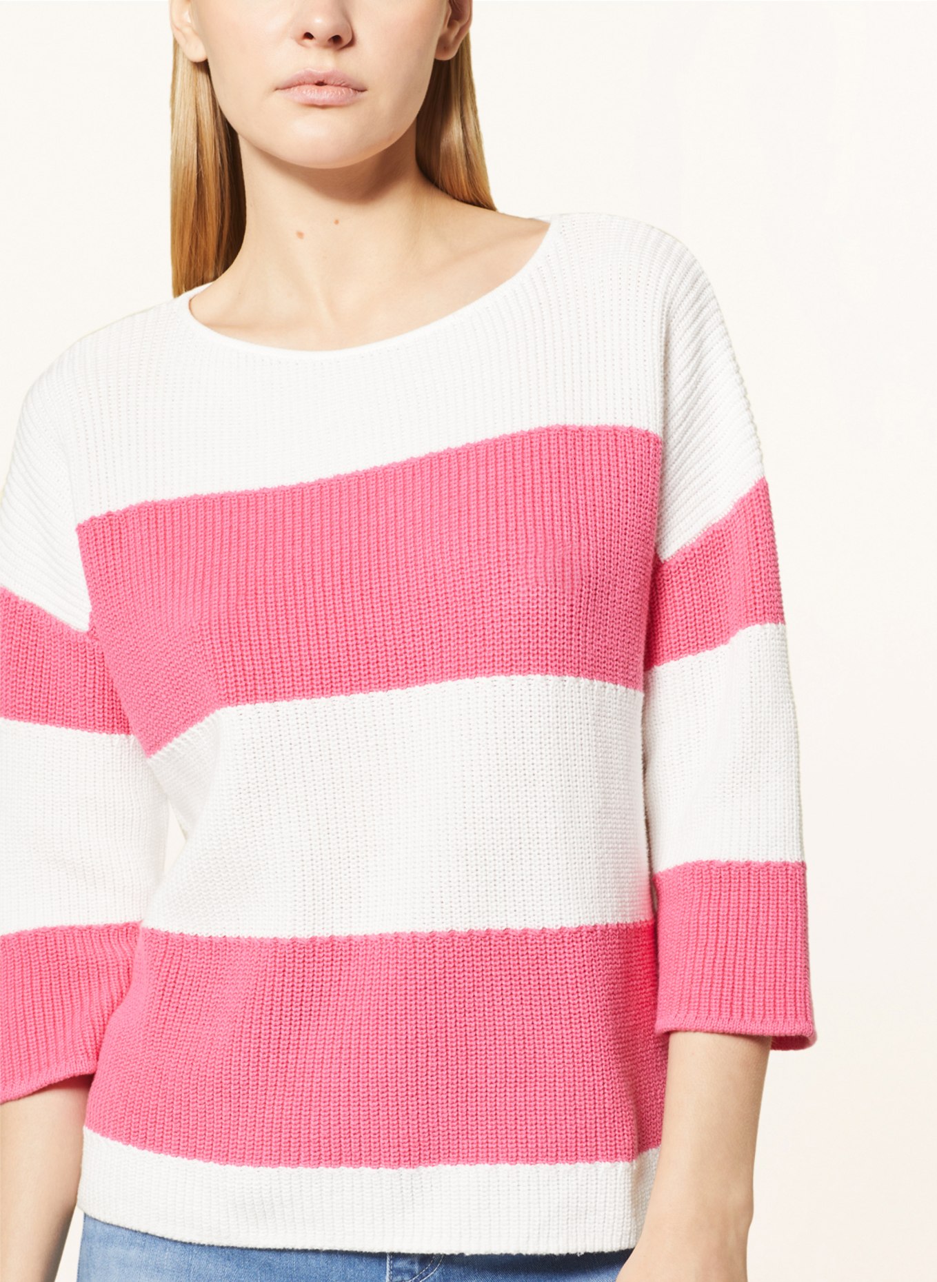 comma casual identity Pullover mit 3/4-Arm, Farbe: WEISS/ PINK (Bild 4)