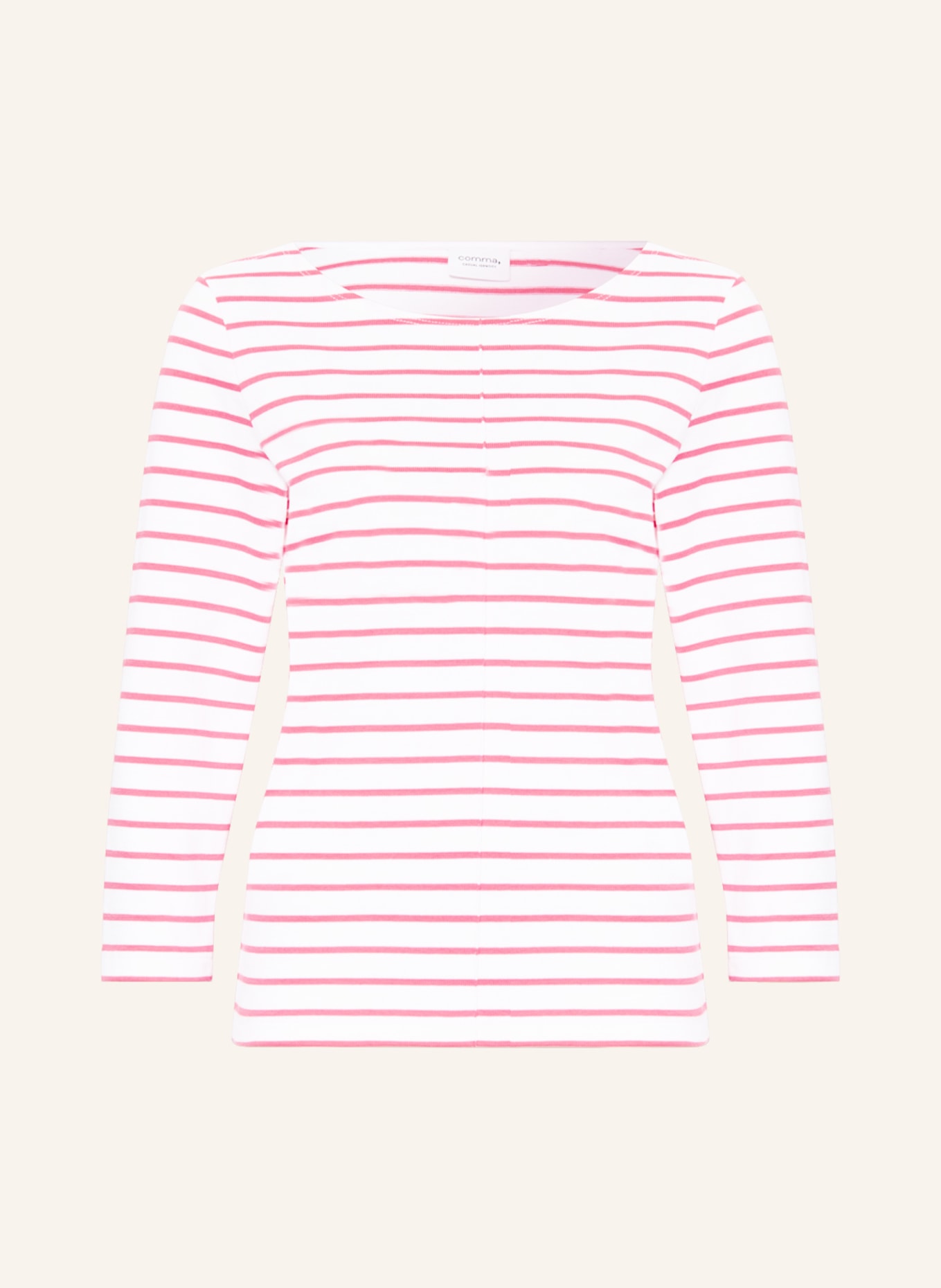 comma casual identity Long sleeve shirt, Color: WHITE/ PINK (Image 1)