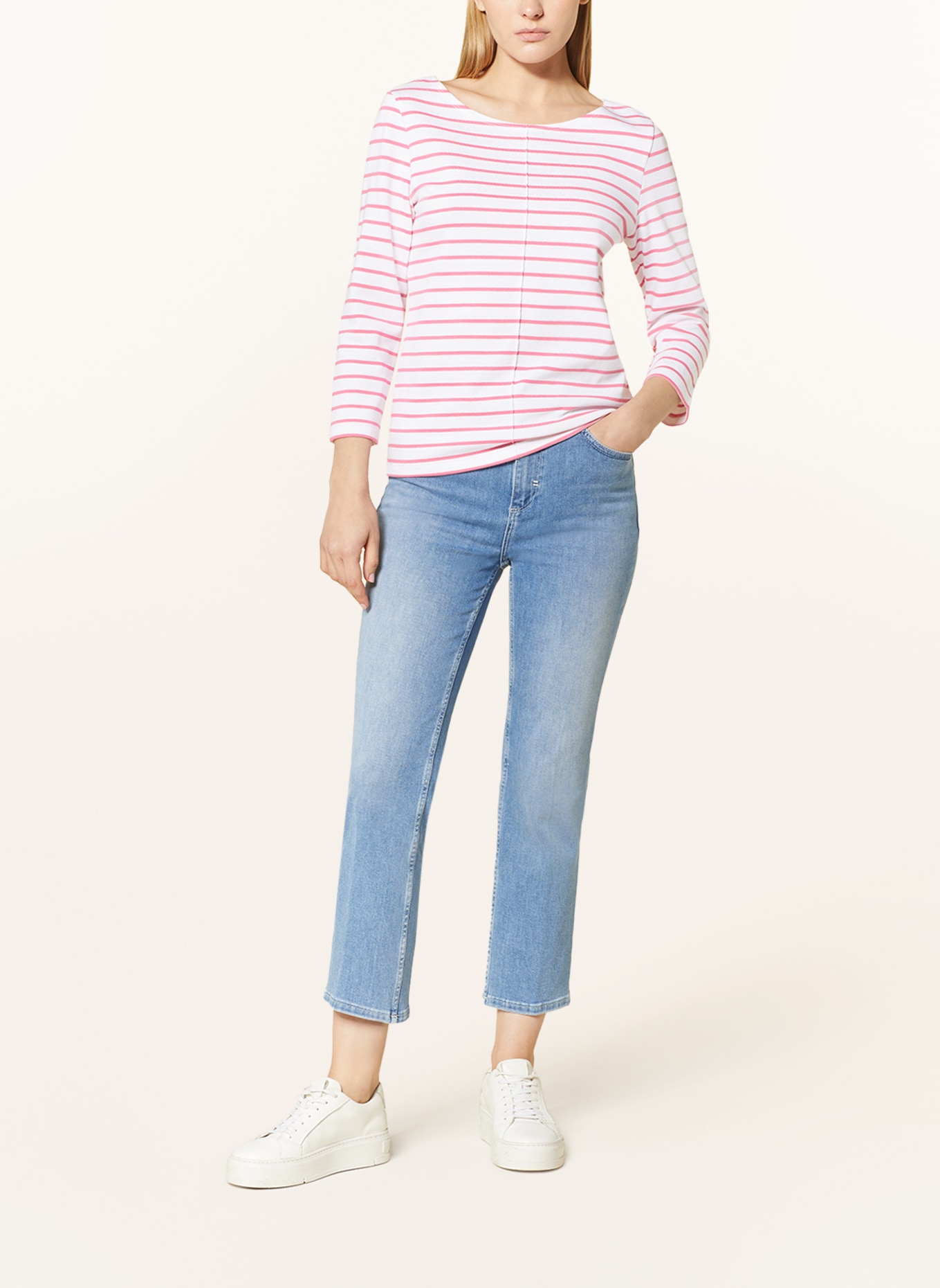 comma casual identity Long sleeve shirt, Color: WHITE/ PINK (Image 2)