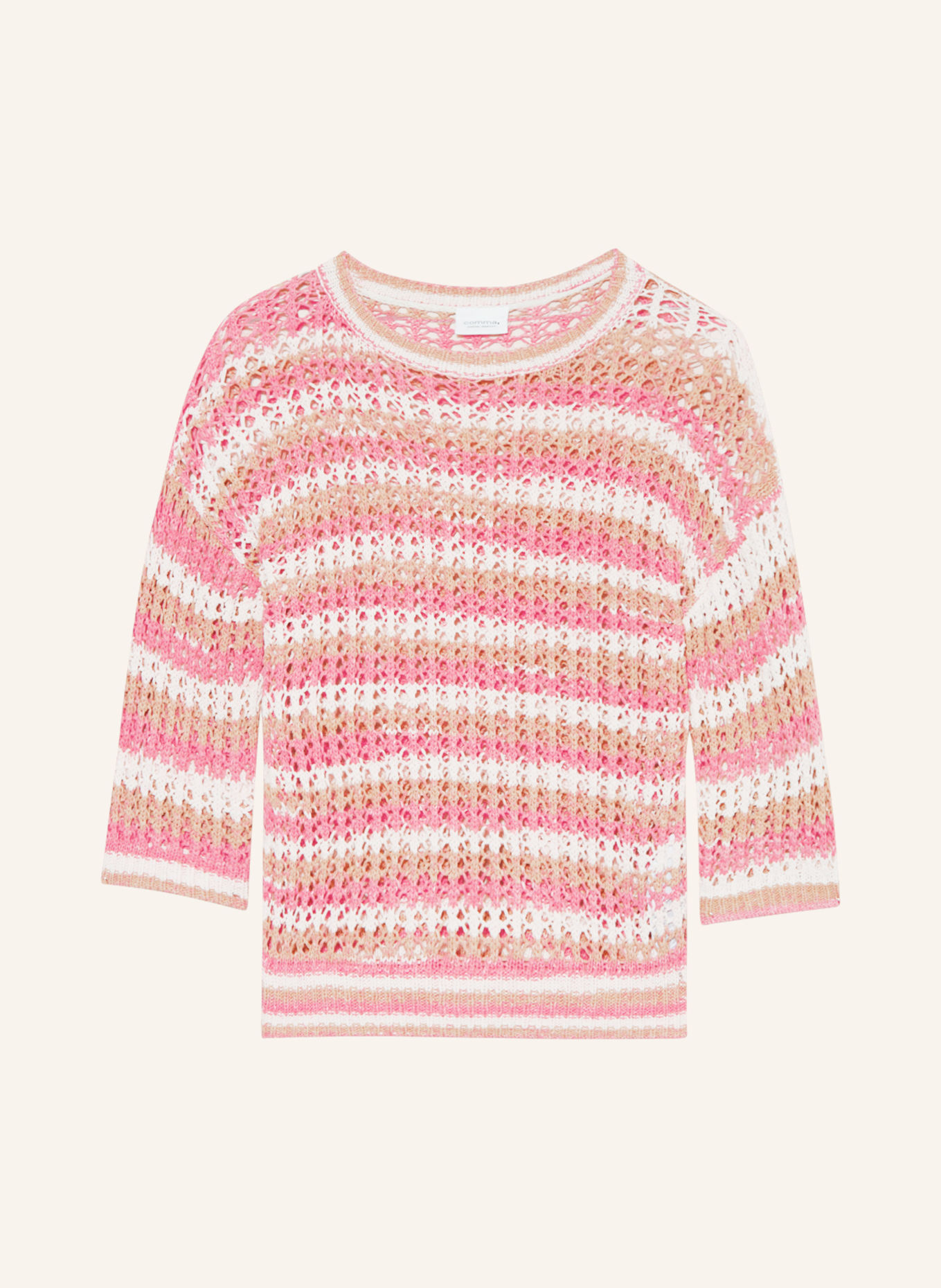 comma casual identity Sweater, Color: WHITE/ CAMEL/ PINK (Image 1)