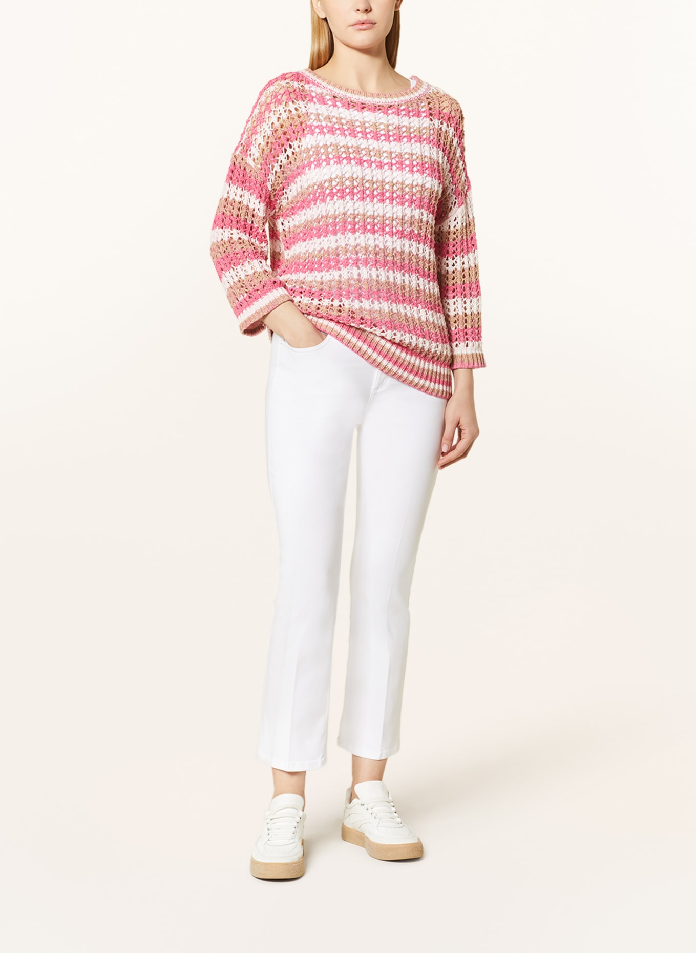 comma casual identity Pullover, Farbe: WEISS/ CAMEL/ PINK (Bild 2)