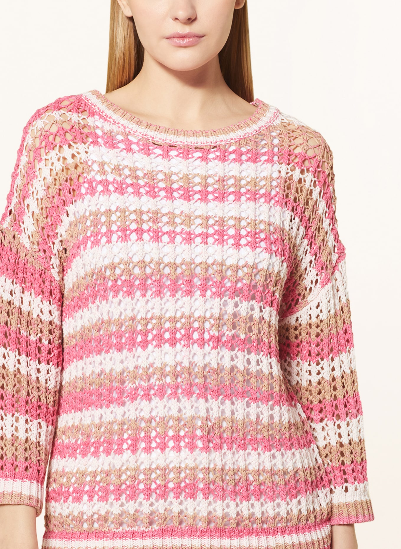 comma casual identity Sweater, Color: WHITE/ CAMEL/ PINK (Image 4)