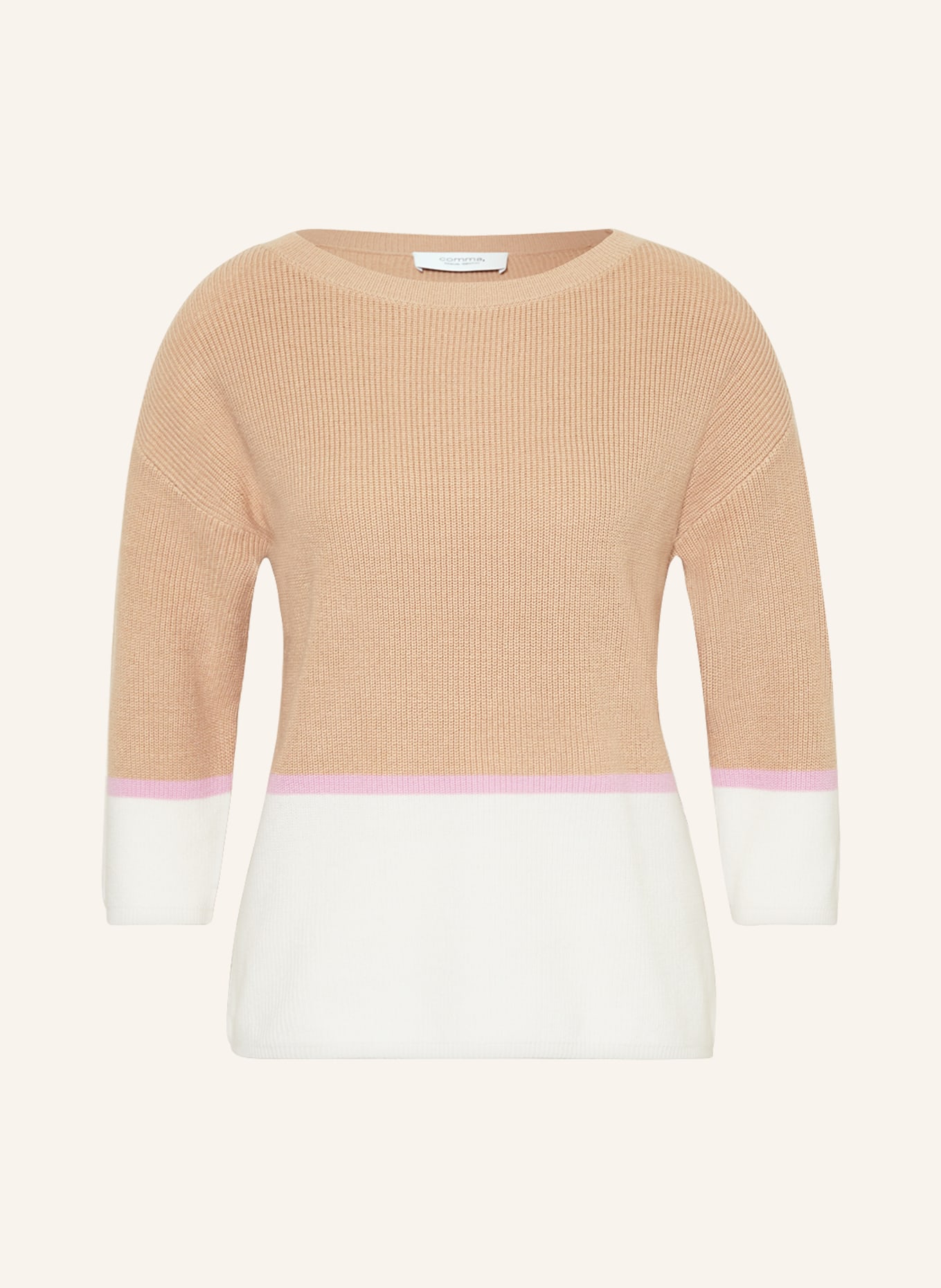 comma casual identity Sweater, Color: BEIGE/ WHITE/ PINK (Image 1)