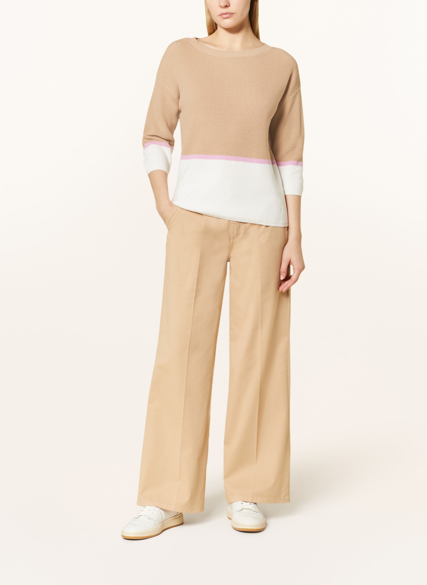 comma casual identity Sweater, Color: BEIGE/ WHITE/ PINK (Image 2)