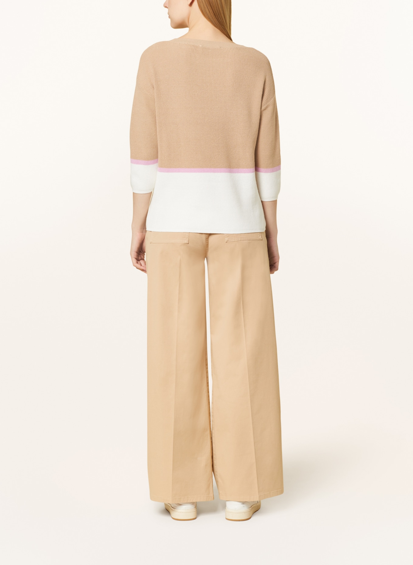 comma casual identity Sweater, Color: BEIGE/ WHITE/ PINK (Image 3)