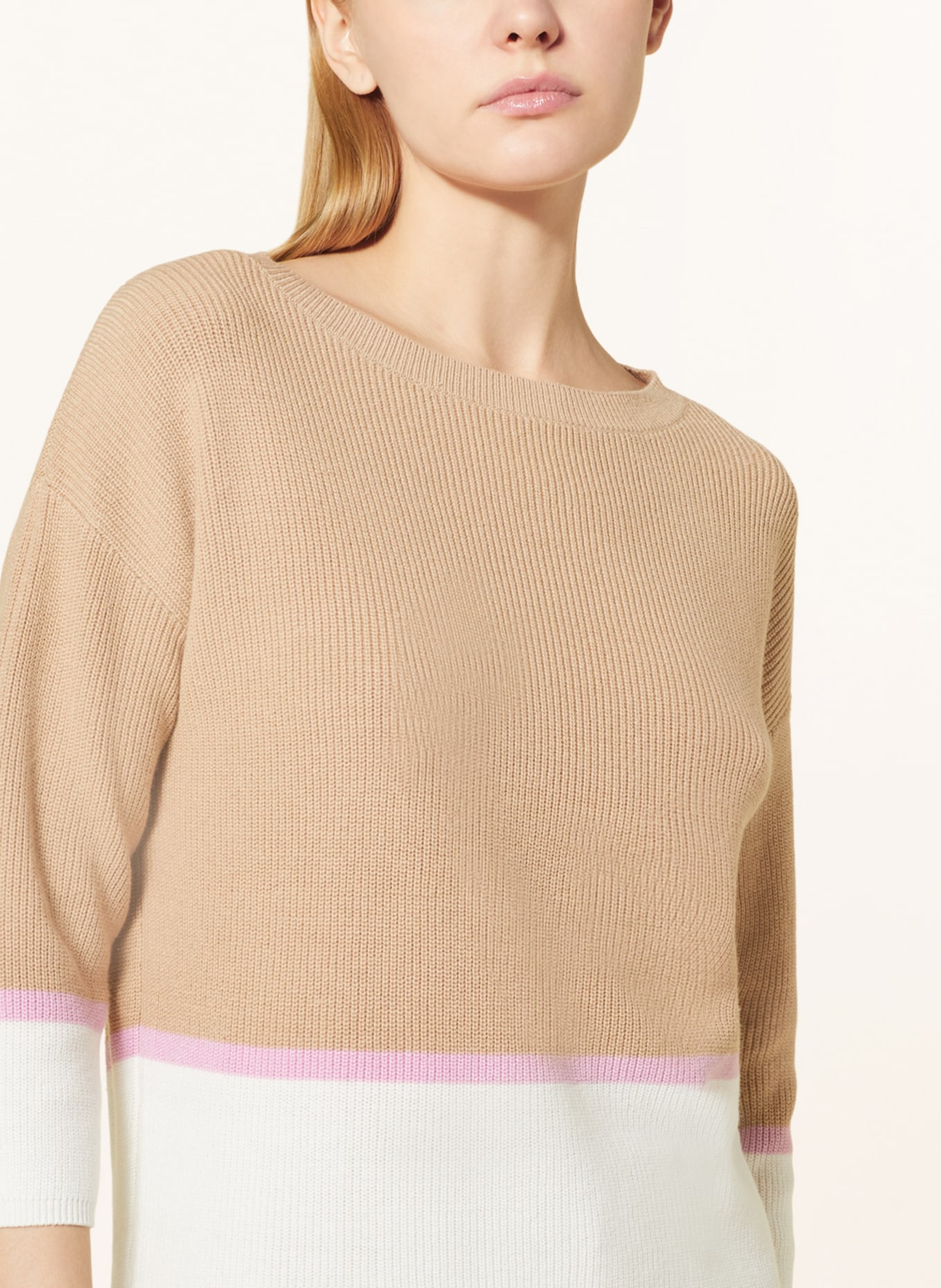 comma casual identity Sweater, Color: BEIGE/ WHITE/ PINK (Image 4)