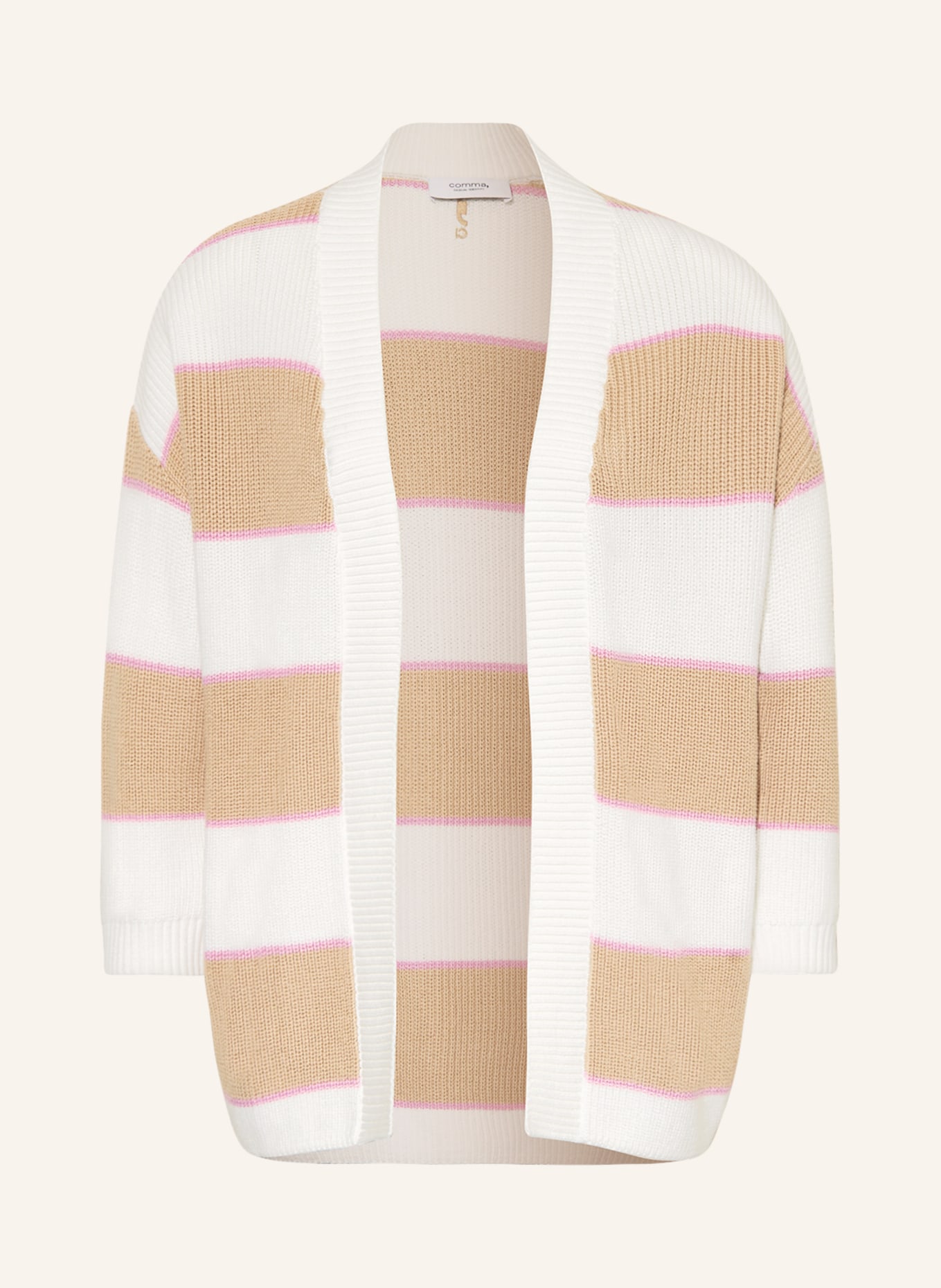 comma casual identity Knit cardigan, Color: WHITE/ CAMEL/ PINK (Image 1)