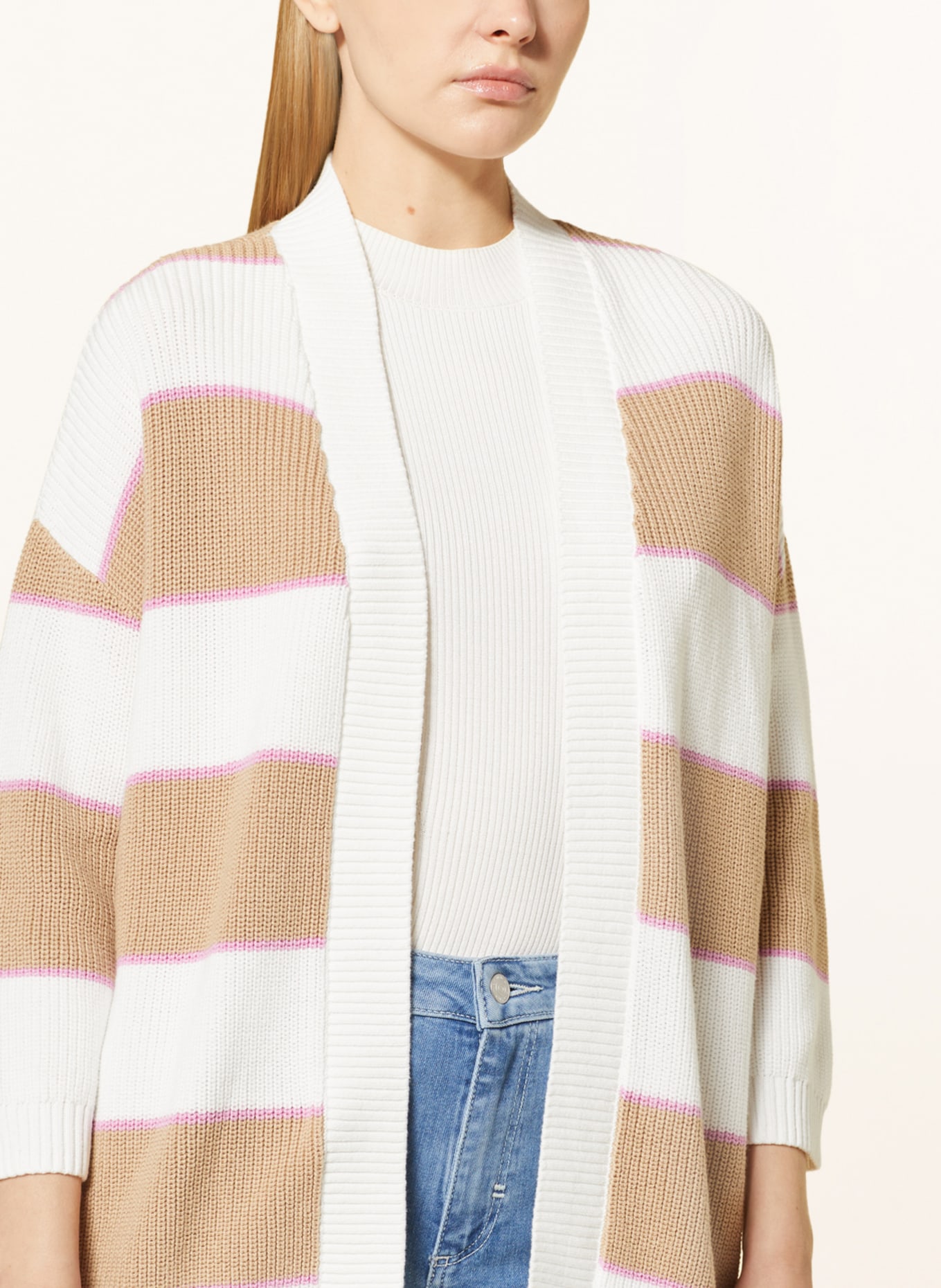 comma casual identity Knit cardigan, Color: WHITE/ CAMEL/ PINK (Image 4)