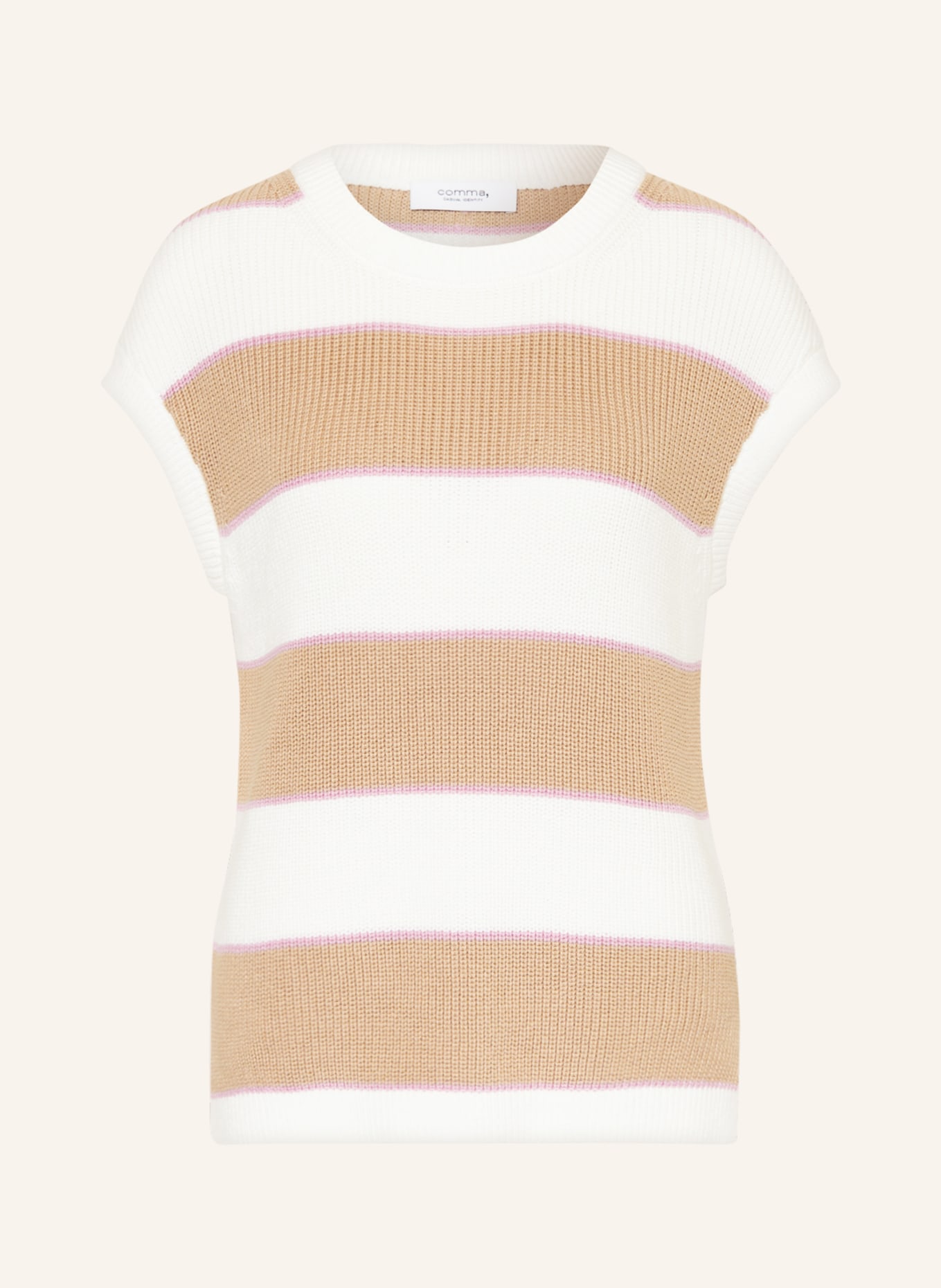 comma casual identity Sweater vest, Color: WHITE/ CAMEL/ PINK (Image 1)