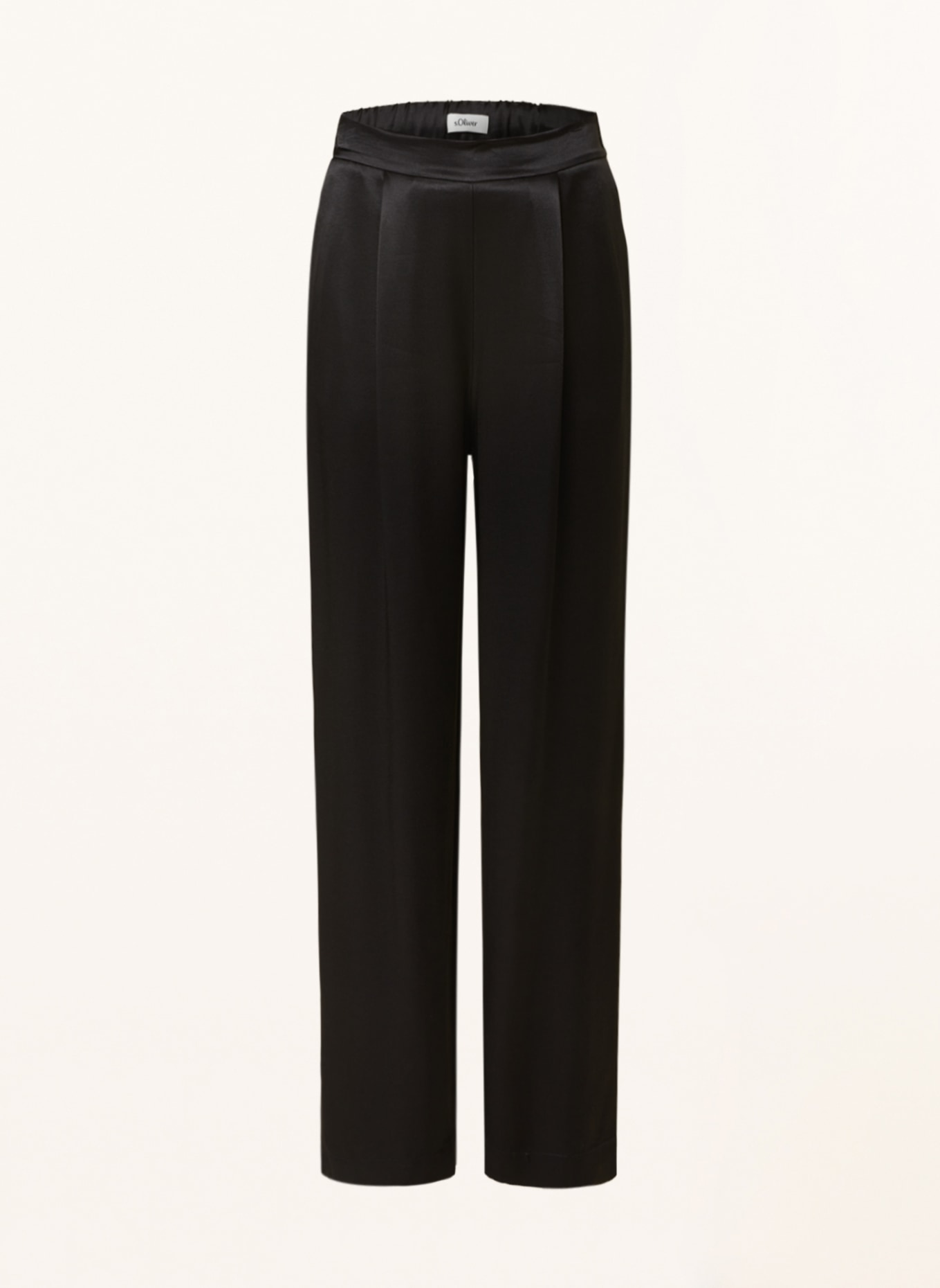 s.Oliver BLACK LABEL Wide leg trousers in satin, Color: BLACK (Image 1)