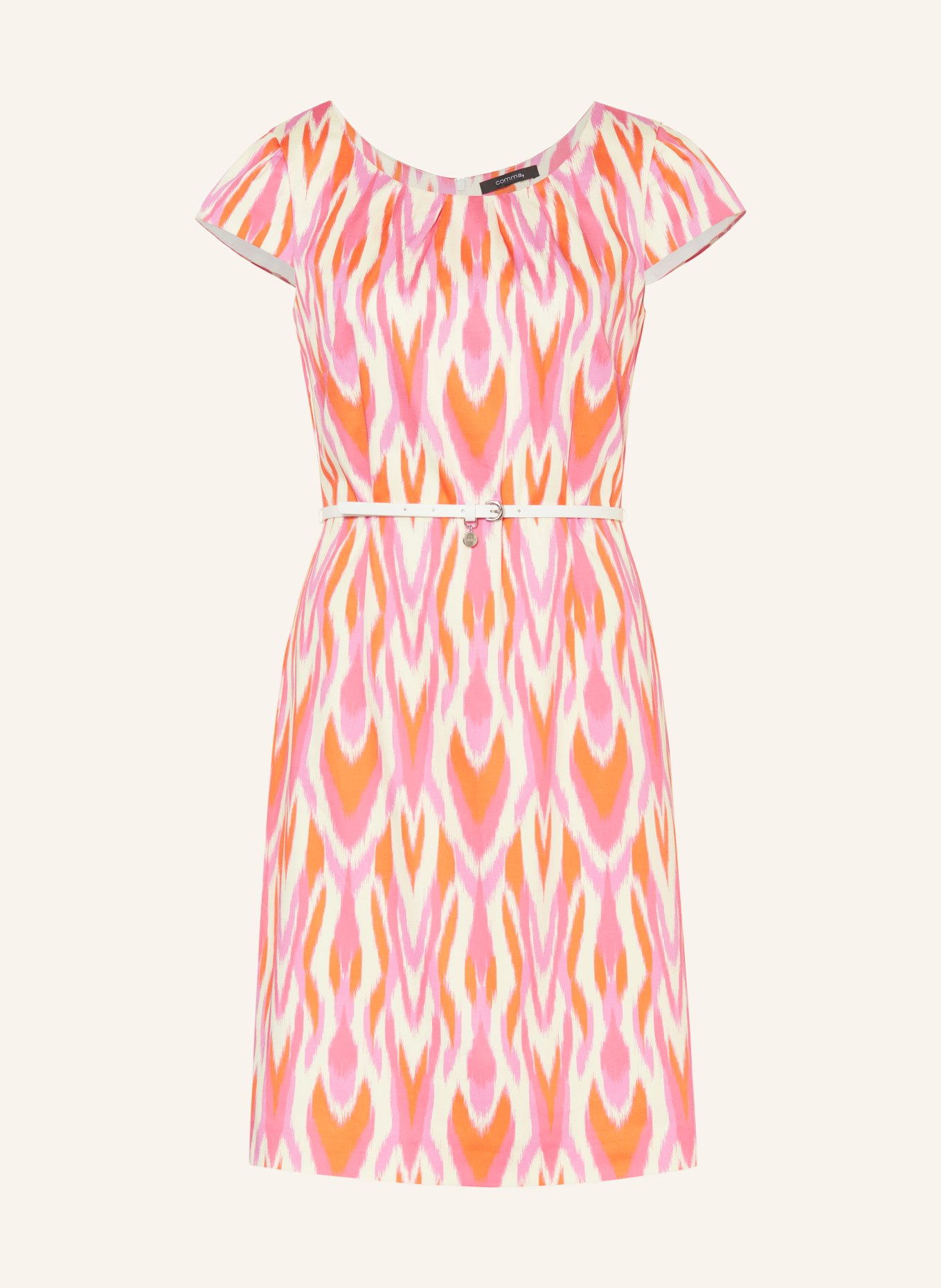comma Sheath dress, Color: ECRU/ PINK/ ORANGE (Image 1)