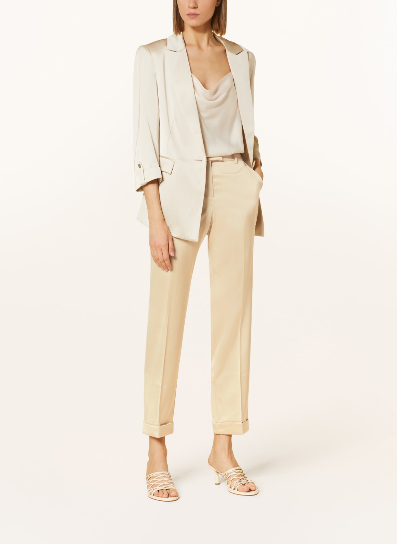 comma Satin trousers, Color: LIGHT BROWN (Image 2)