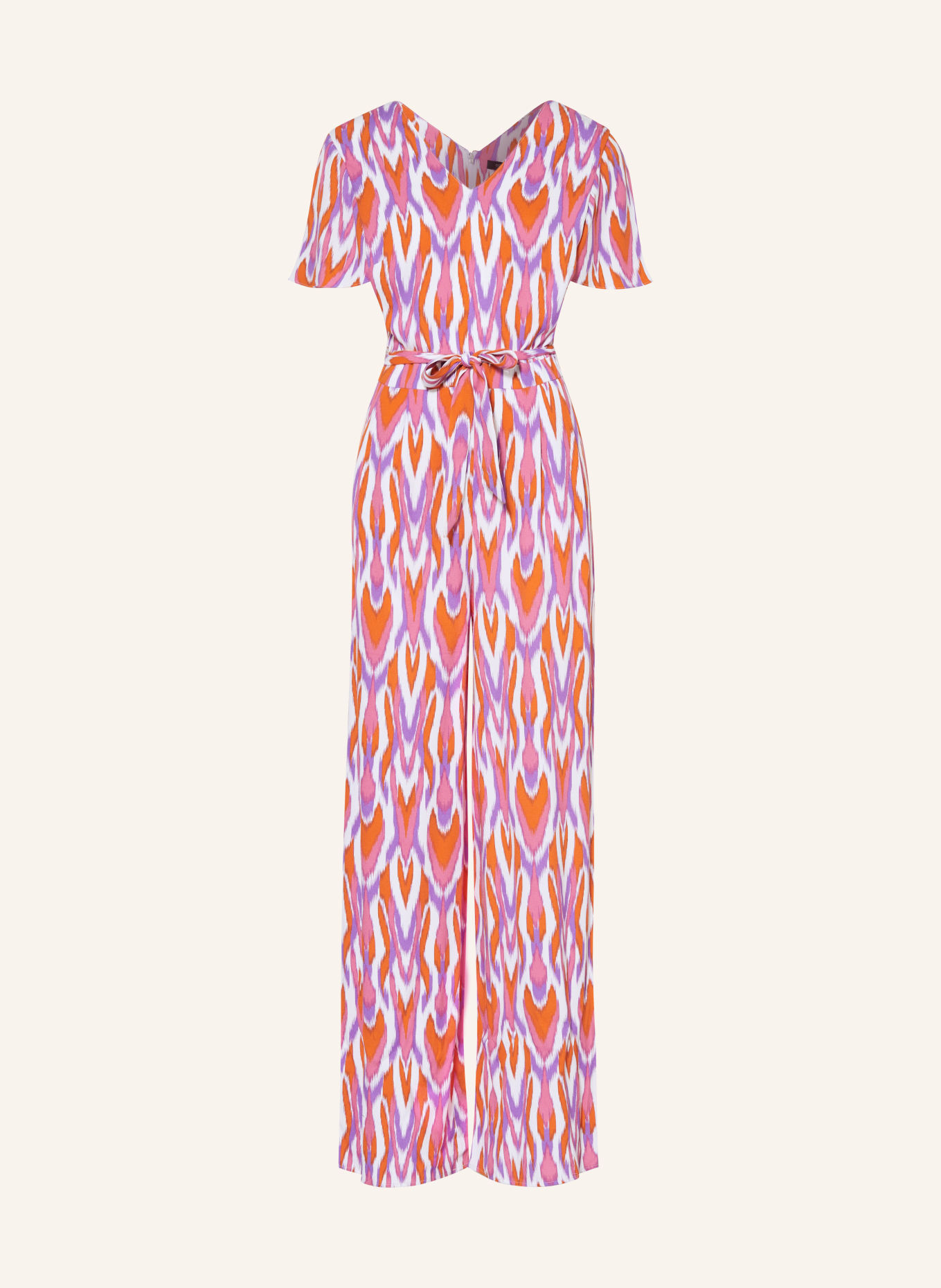 comma Jumpsuit, Farbe: WEISS/ HELLLILA/ ORANGE (Bild 1)