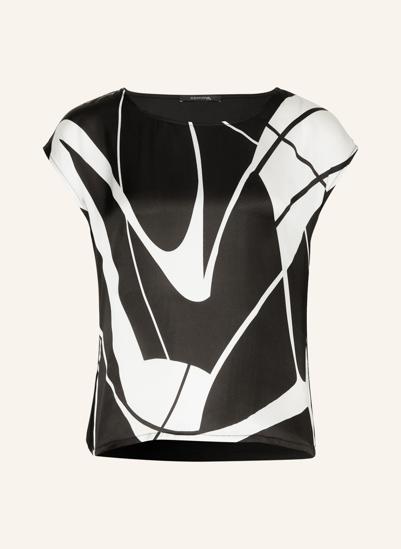 comma Shirt blouse in mixed materials, Color: BLACK/ WHITE (Image 1)