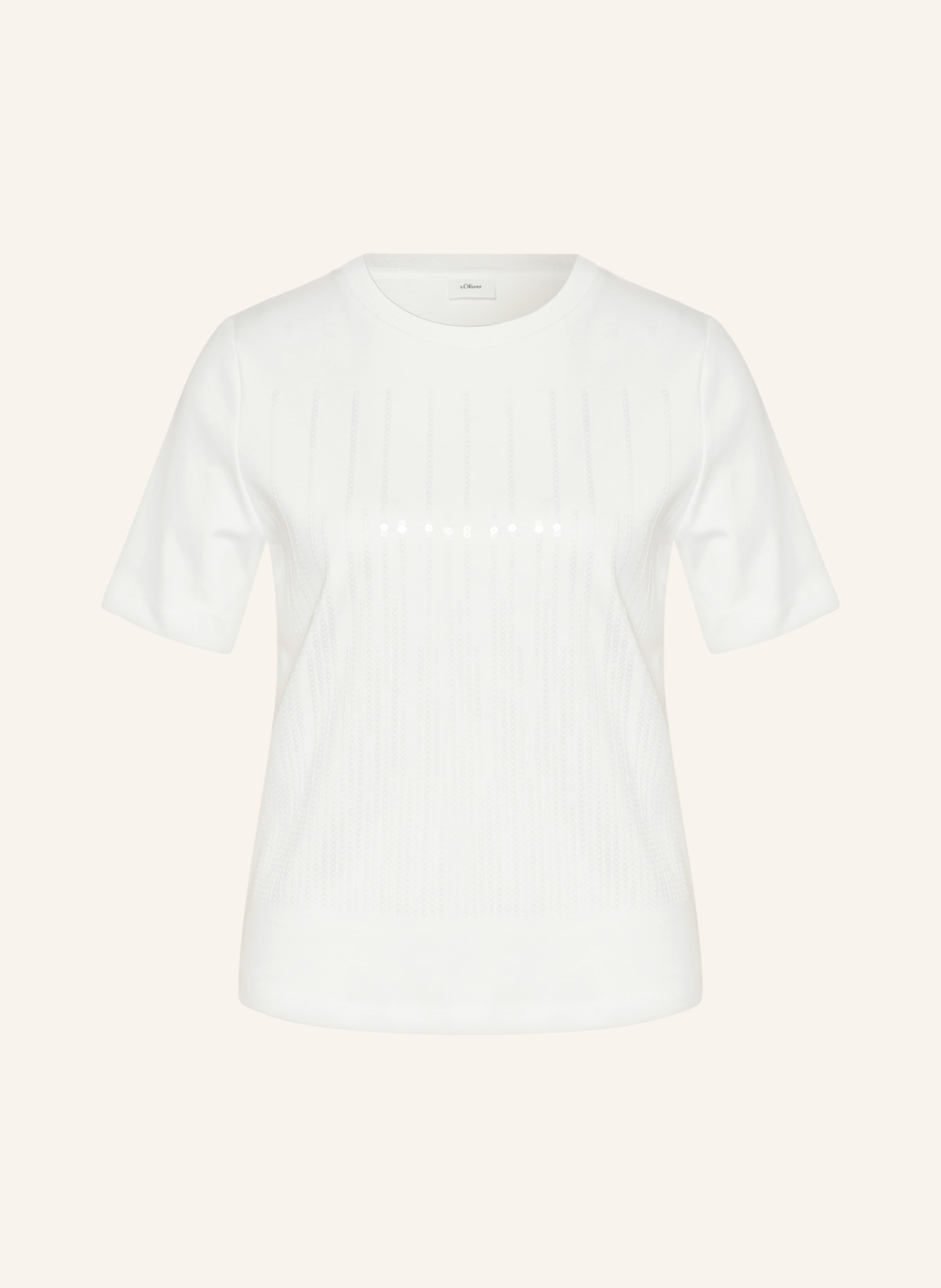 s.Oliver BLACK LABEL T-shirt z cekinami, Kolor: KREMOWY (Obrazek 1)