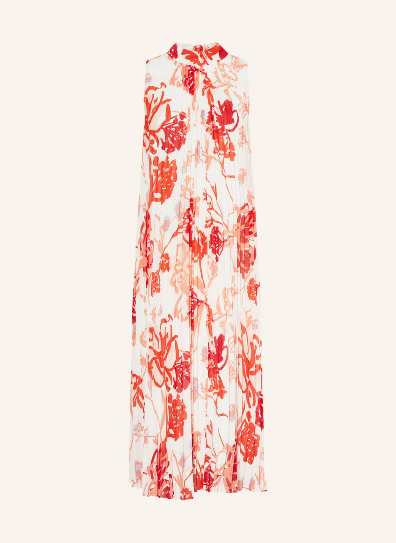 s.Oliver BLACK LABEL Pleated dress, Color: WHITE/ SALMON/ DARK RED (Image 1)