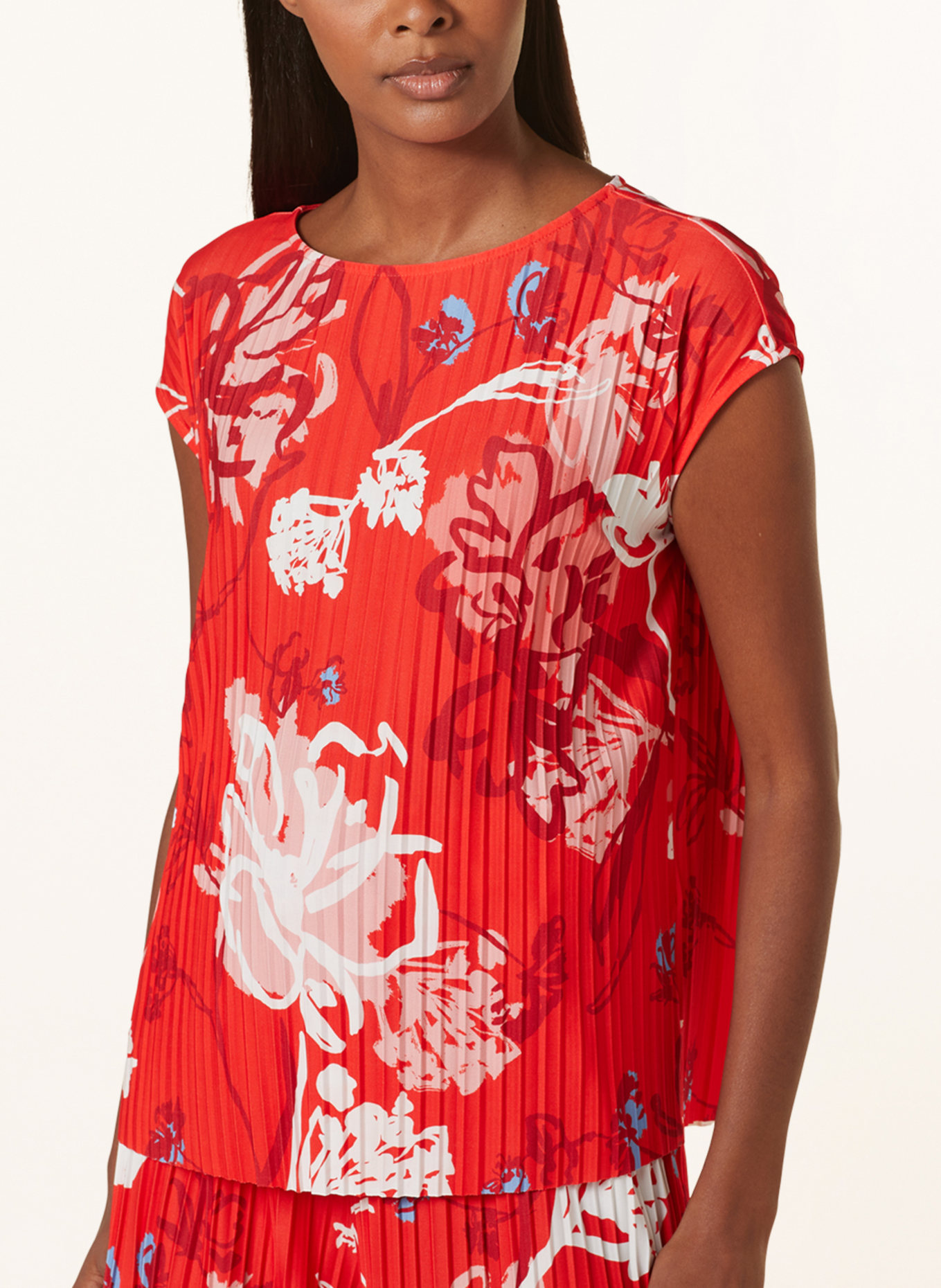 s.Oliver BLACK LABEL Blusenshirt mit Plissees, Farbe: ROT/ HELLROSA/ WEISS (Bild 4)