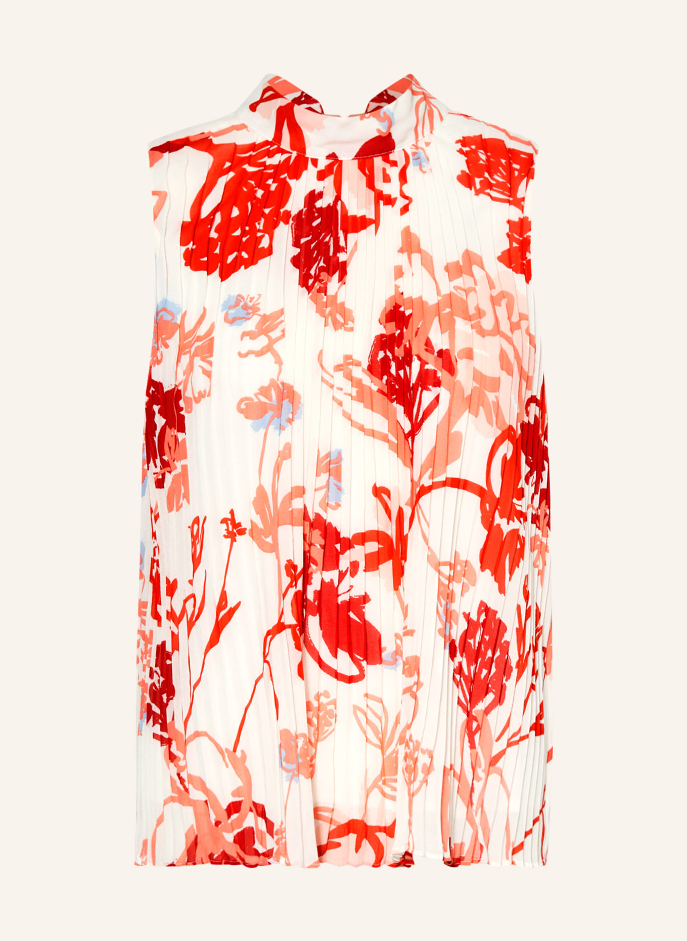 s.Oliver BLACK LABEL Bluzka bez rękawów z plisami, Kolor: KREMOWY/ CIEMNOCZERWONY/ JASNOPOMARAŃCZOWY (Obrazek 1)