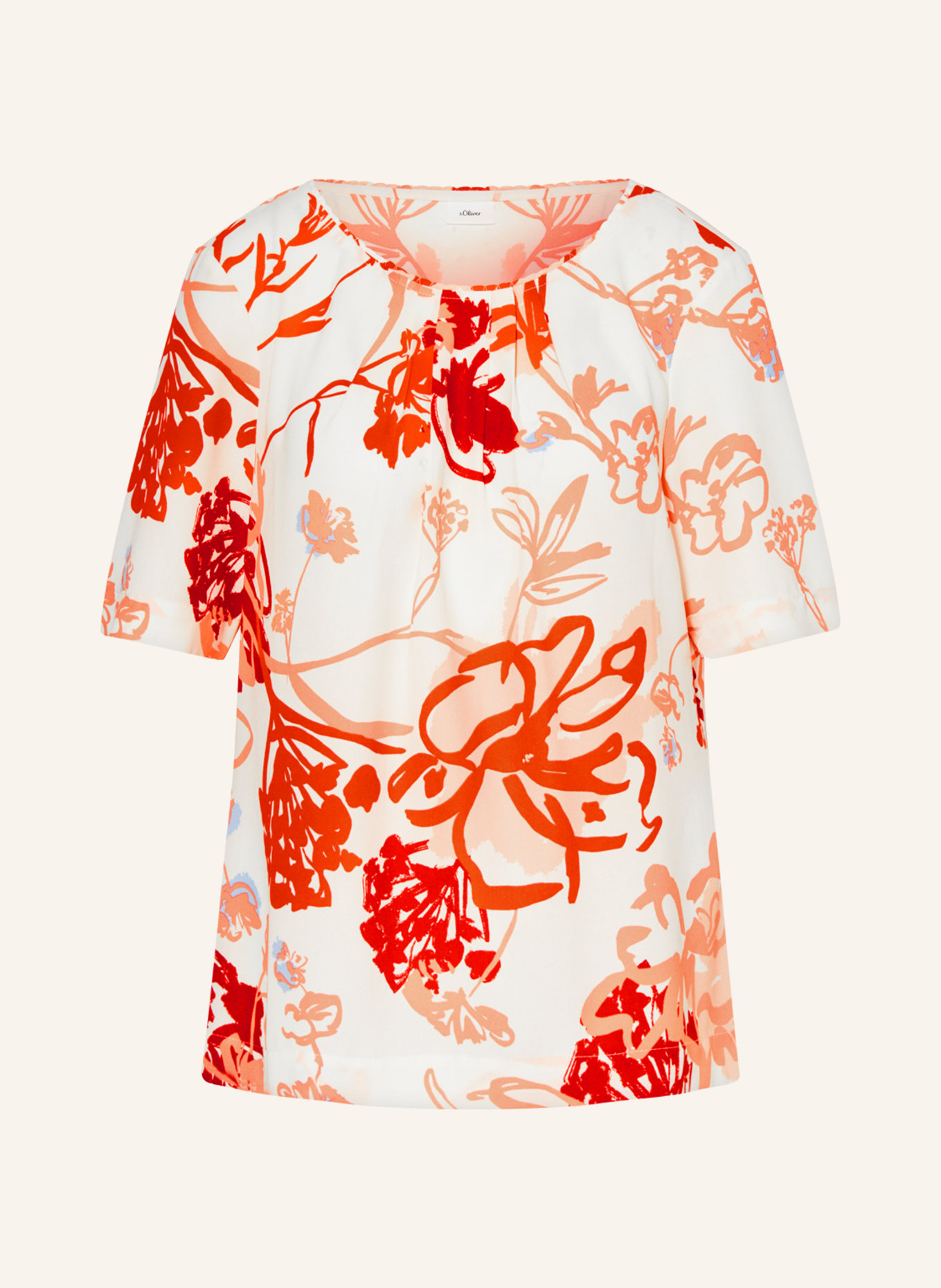 s.Oliver BLACK LABEL Shirt blouse, Color: CREAM/ ORANGE/ LIGHT ORANGE (Image 1)