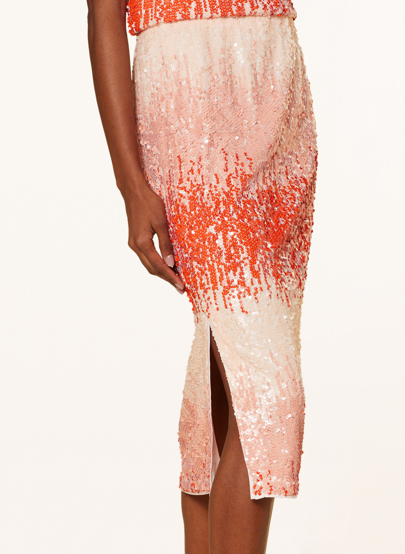 s.Oliver BLACK LABEL Skirt with sequins, Color: LIGHT ORANGE/ SALMON/ ORANGE (Image 4)