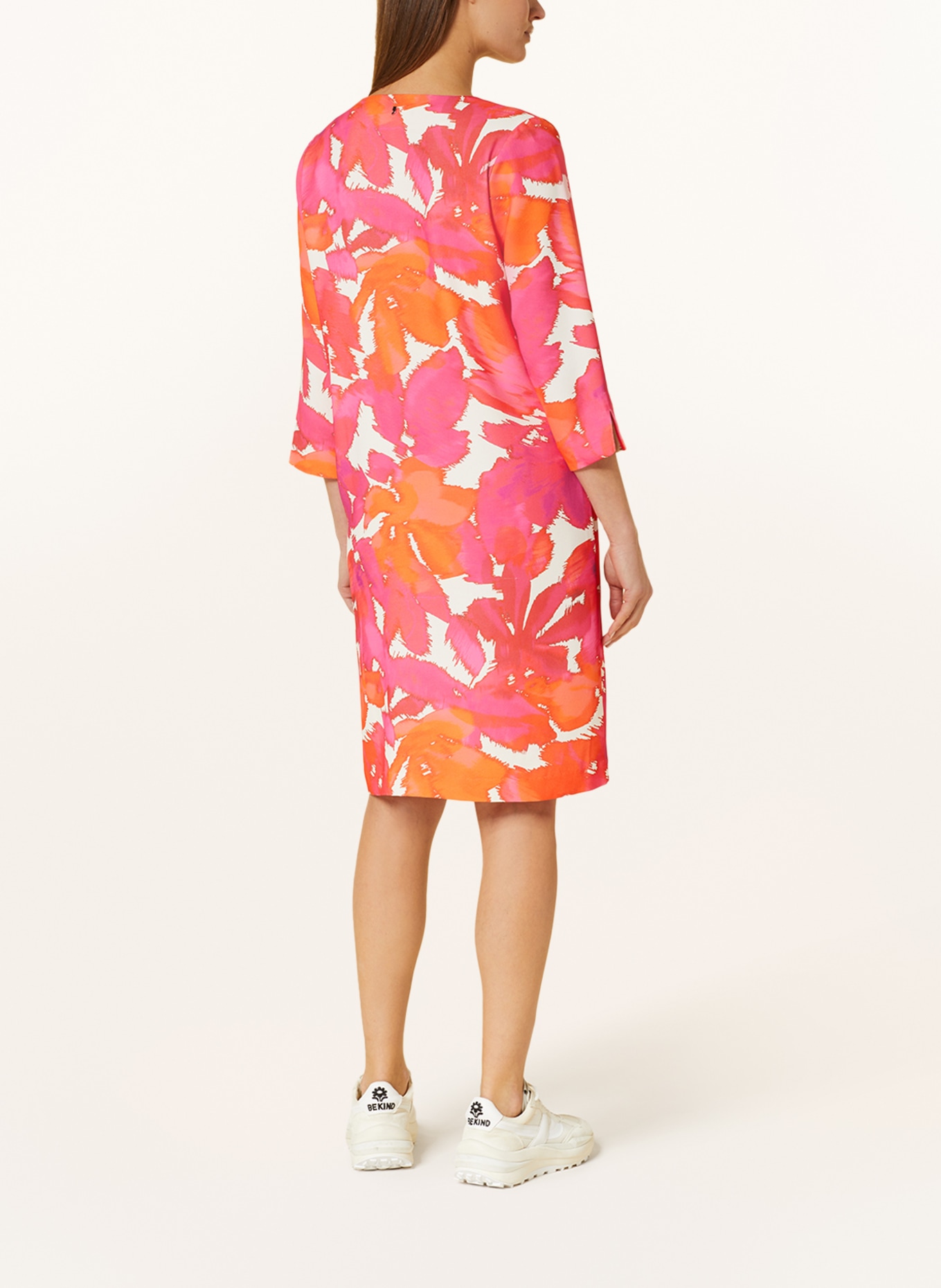 comma Dress with 3/4 sleeves, Color: PINK/ ORANGE/ ECRU (Image 3)