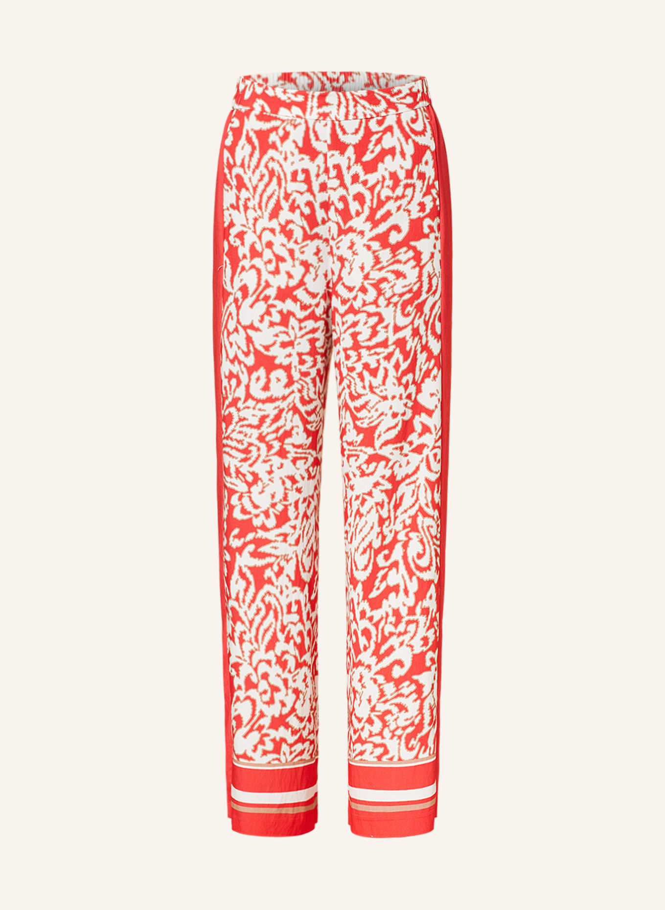 comma Wide leg trousers, Color: LIGHT RED/ WHITE/ BEIGE (Image 1)