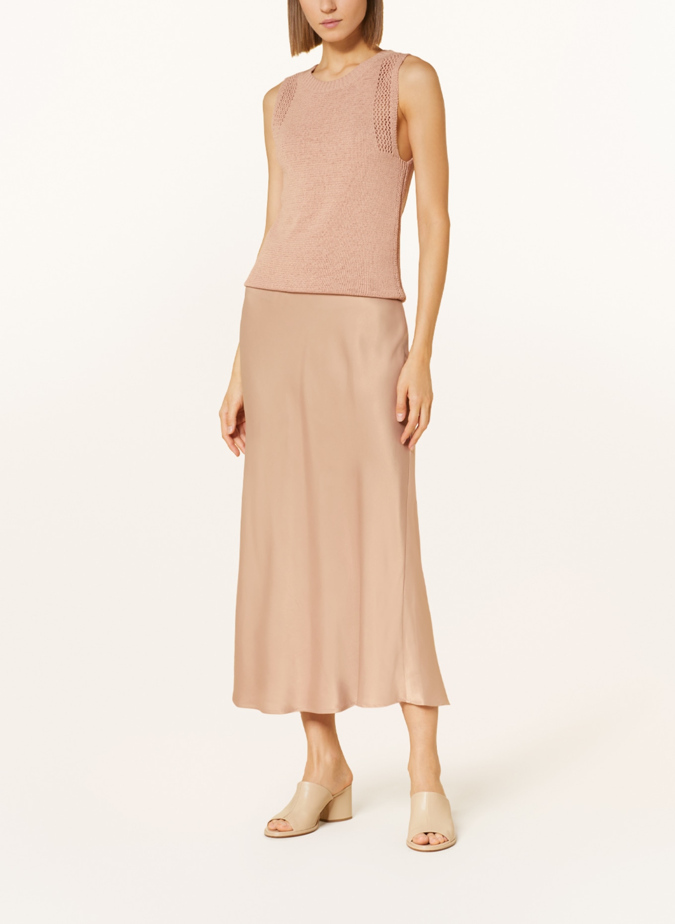 comma Satin skirt, Color: BEIGE (Image 2)