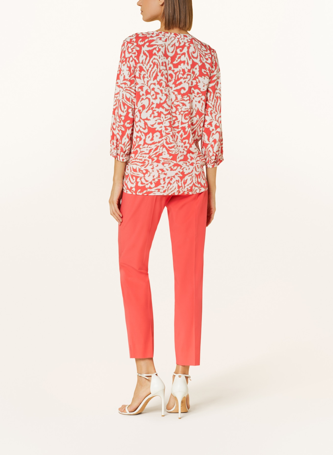 comma Shirt blouse with 3/4 sleeves, Color: SALMON/ WHITE/ BEIGE (Image 3)