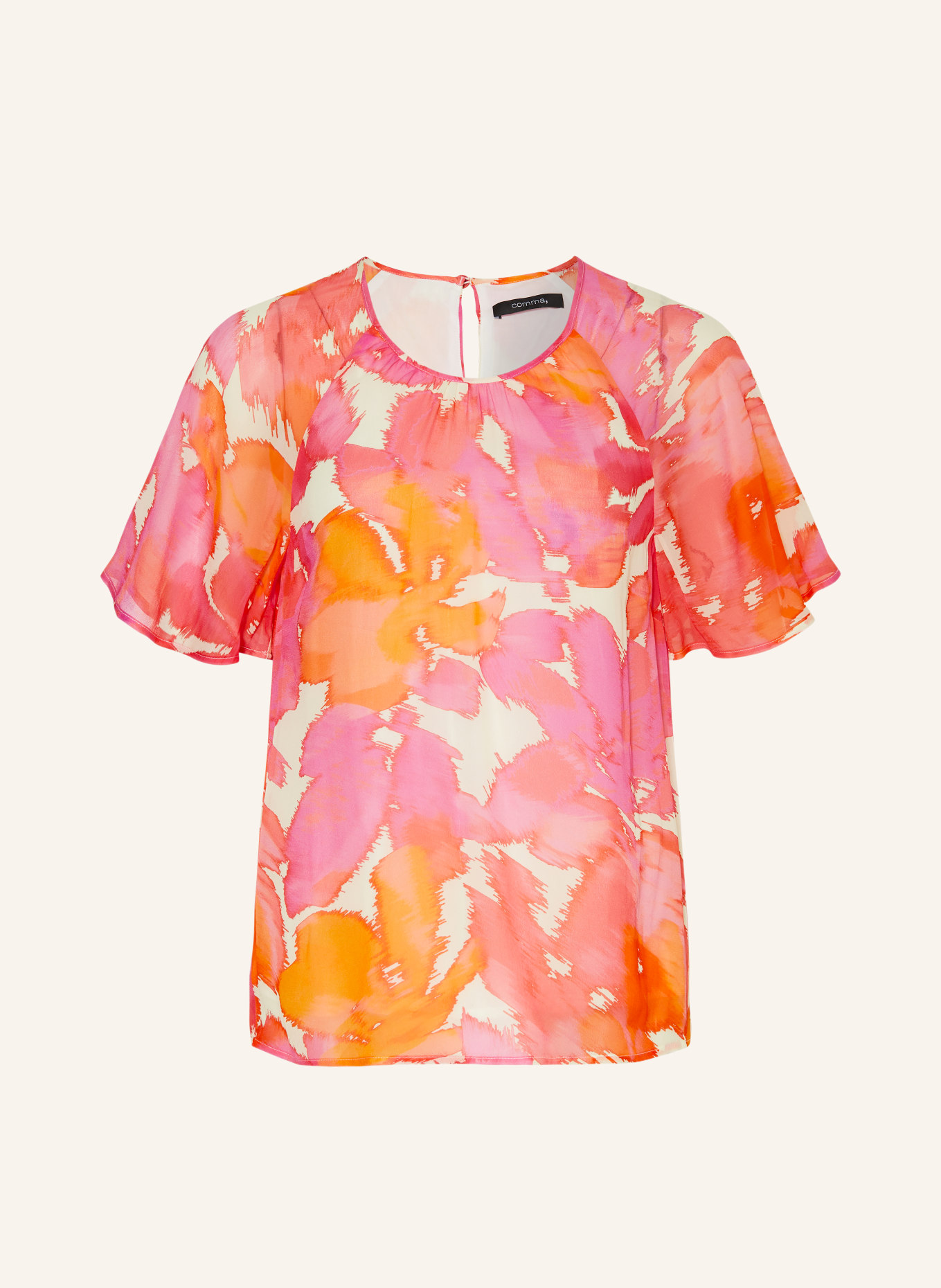 comma Shirt blouse, Color: PINK/ ORANGE/ ECRU (Image 1)