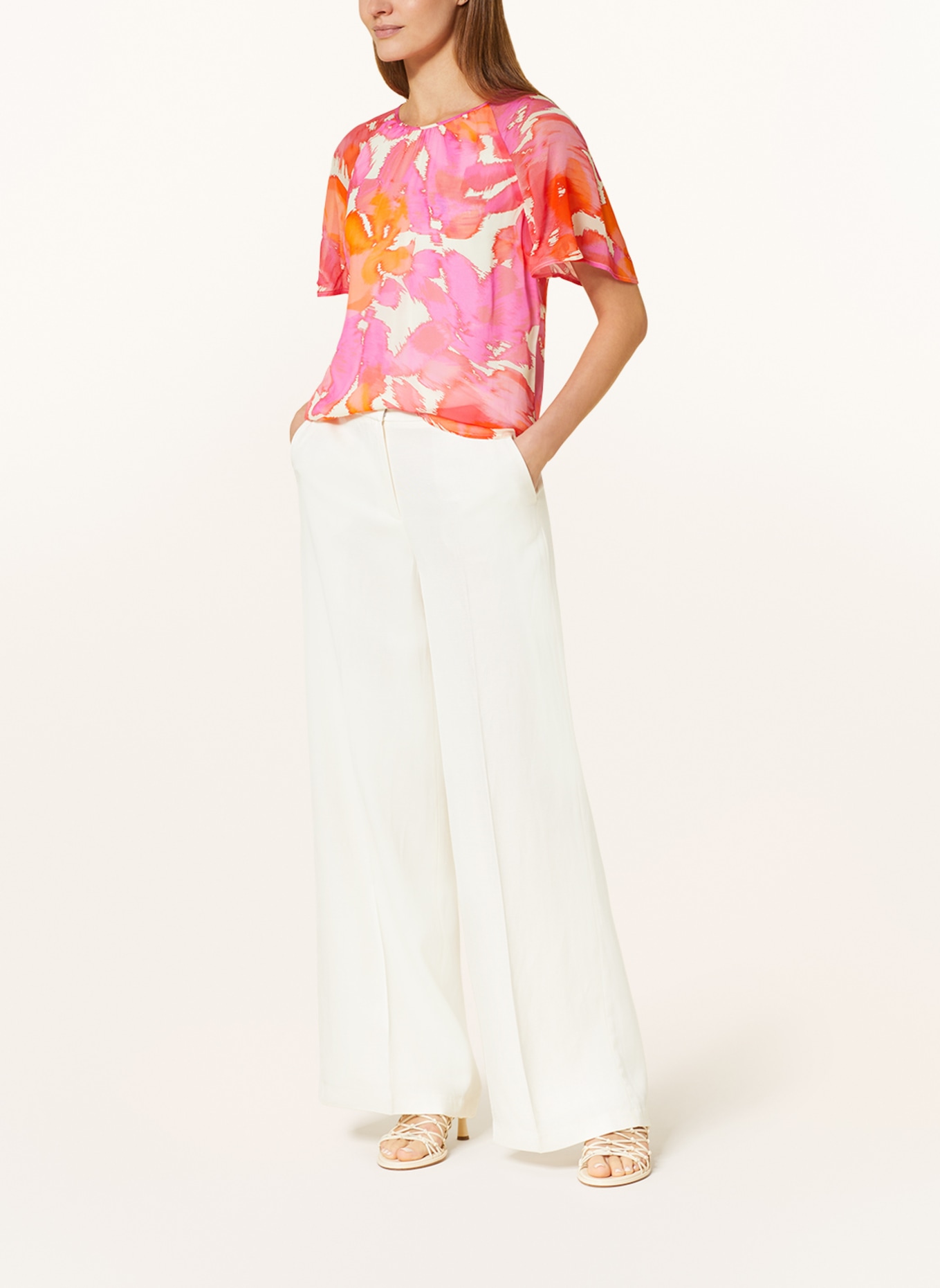 comma Shirt blouse, Color: PINK/ ORANGE/ ECRU (Image 2)
