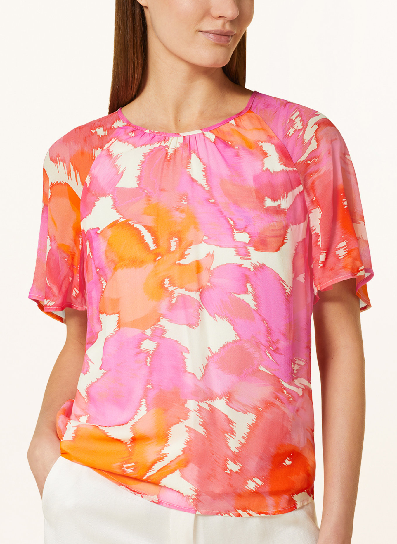 comma Shirt blouse, Color: PINK/ ORANGE/ ECRU (Image 4)