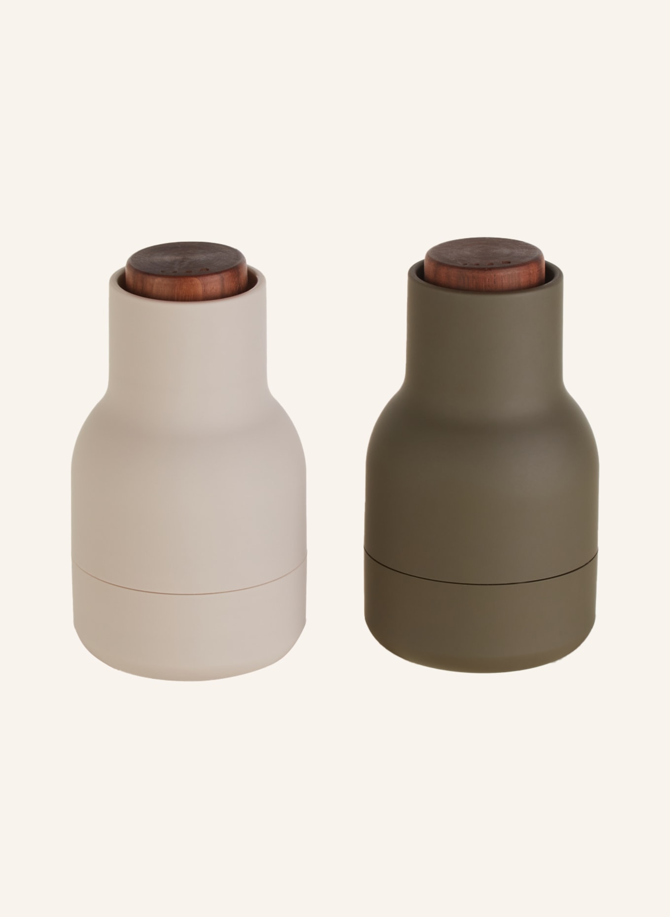 Audo COPENHAGEN Pepper and salt grinder BOTTLE GRINDER SMALL, Color: TAUPE/ OLIVE/ DARK BROWN (Image 1)