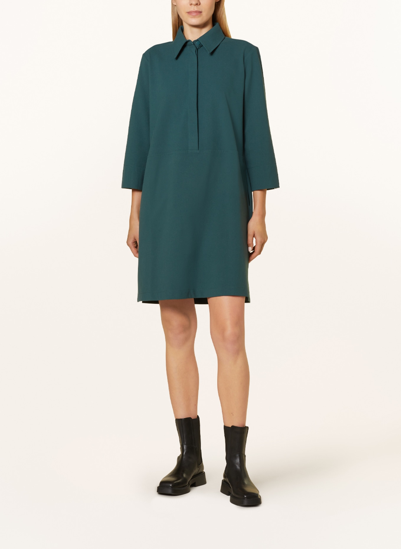 OPUS Kleid WAKEMI mit 3/4-Arm in dunkelgrün | Strickkleider