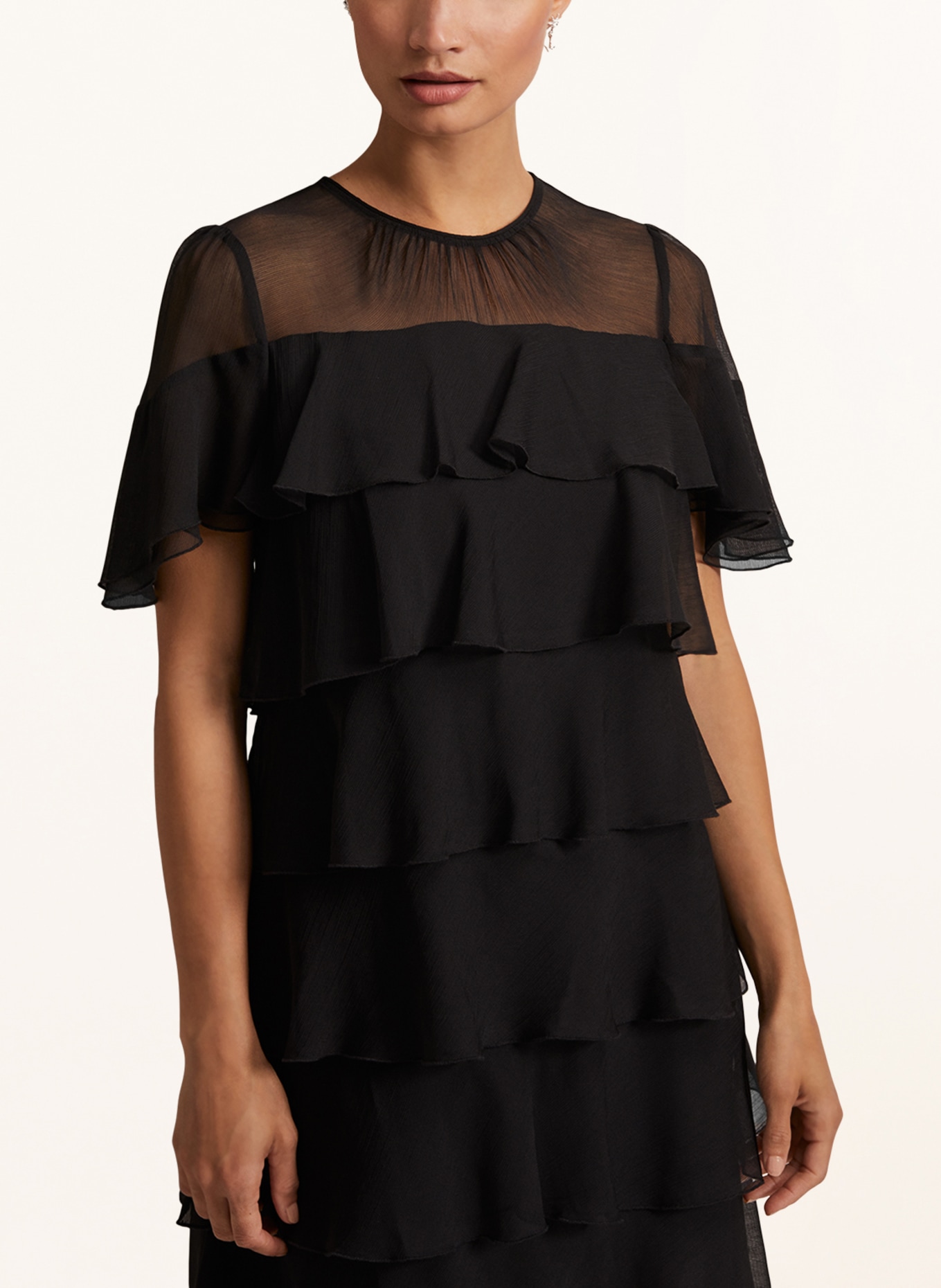 Phase Eight Dress NIKA with frills, Color: BLACK (Image 4)