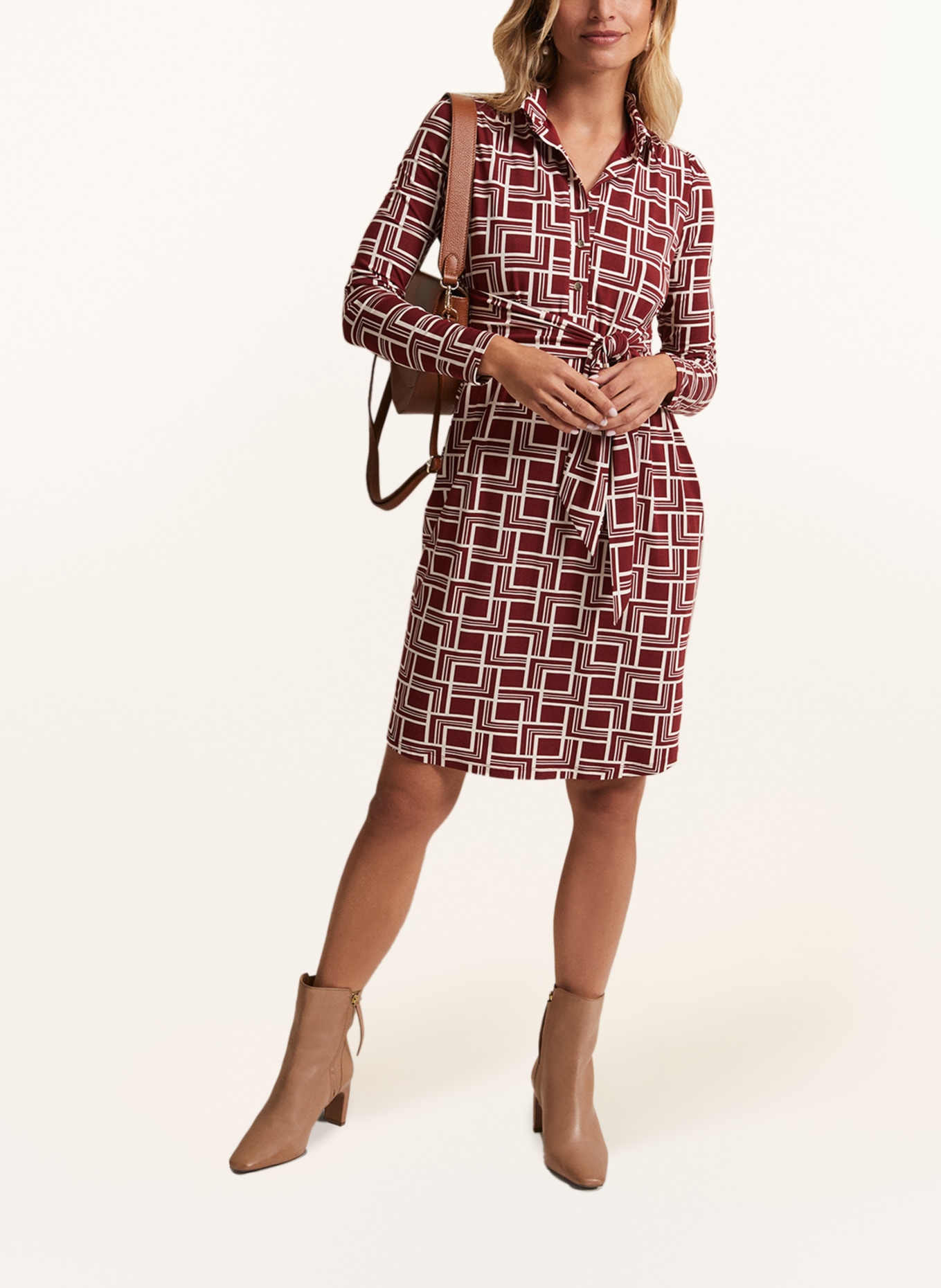 Phase Eight Jersey dress MONTANA, Color: DARK RED/ ECRU (Image 2)