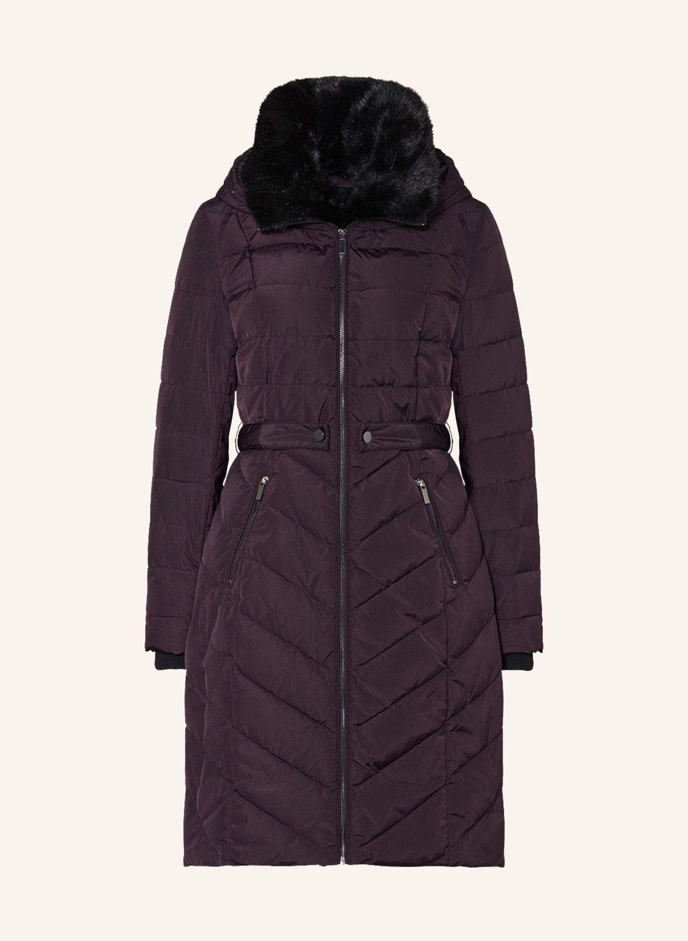Phase Eight Down coat BOBBIE with faux fur, Color: DARK RED (Image 1)