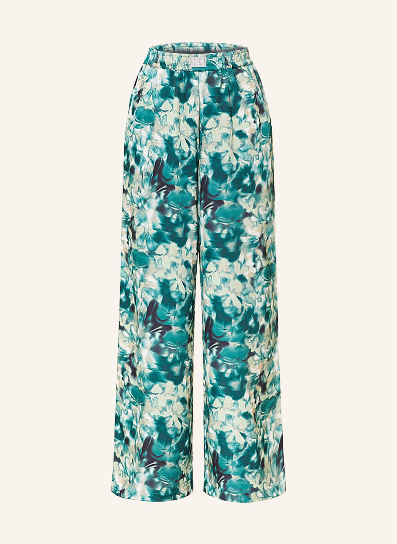 KARO KAUER Wide leg trousers, Color: TEAL/ LIGHT GREEN (Image 1)