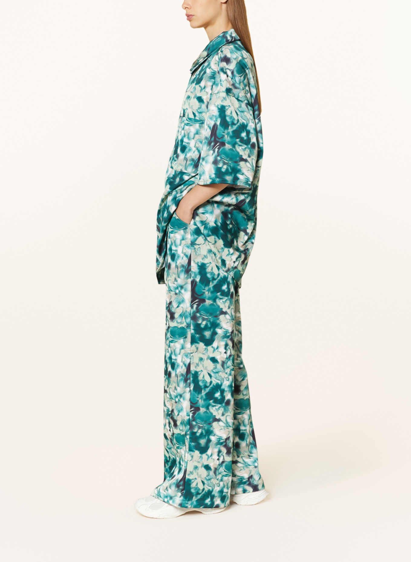 KARO KAUER Wide leg trousers, Color: TEAL/ LIGHT GREEN (Image 4)
