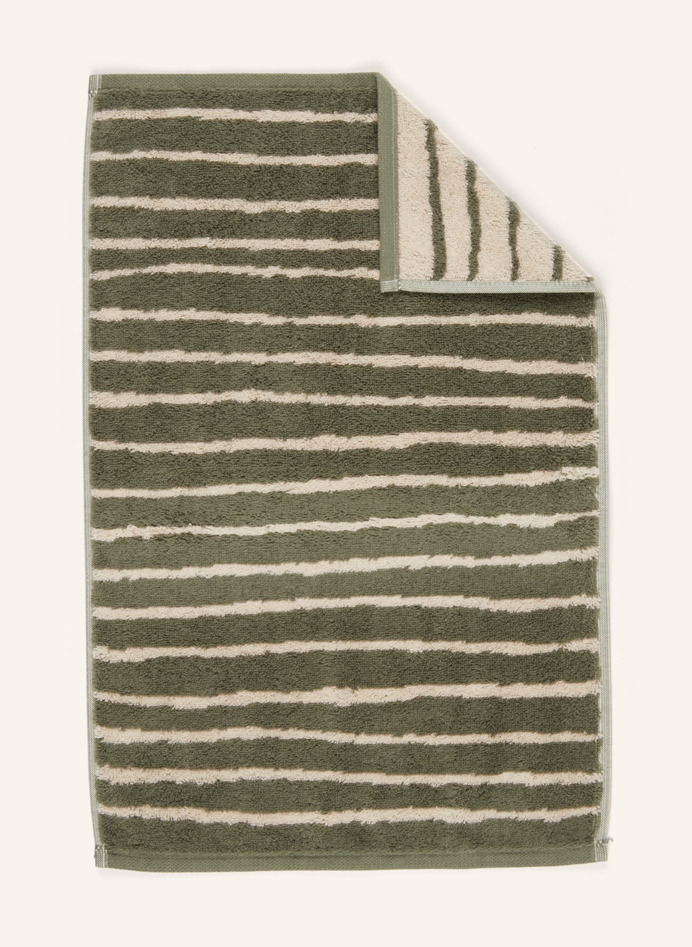 Cawö Guest towel LOFT LINES, Color: GREEN/ CREAM (Image 1)